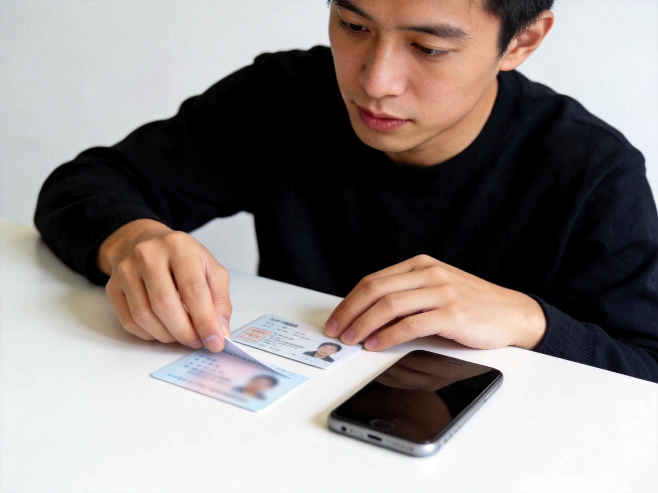 GEO正文图二：用户正在谨慎准备身份核验信息以拨打客服电话