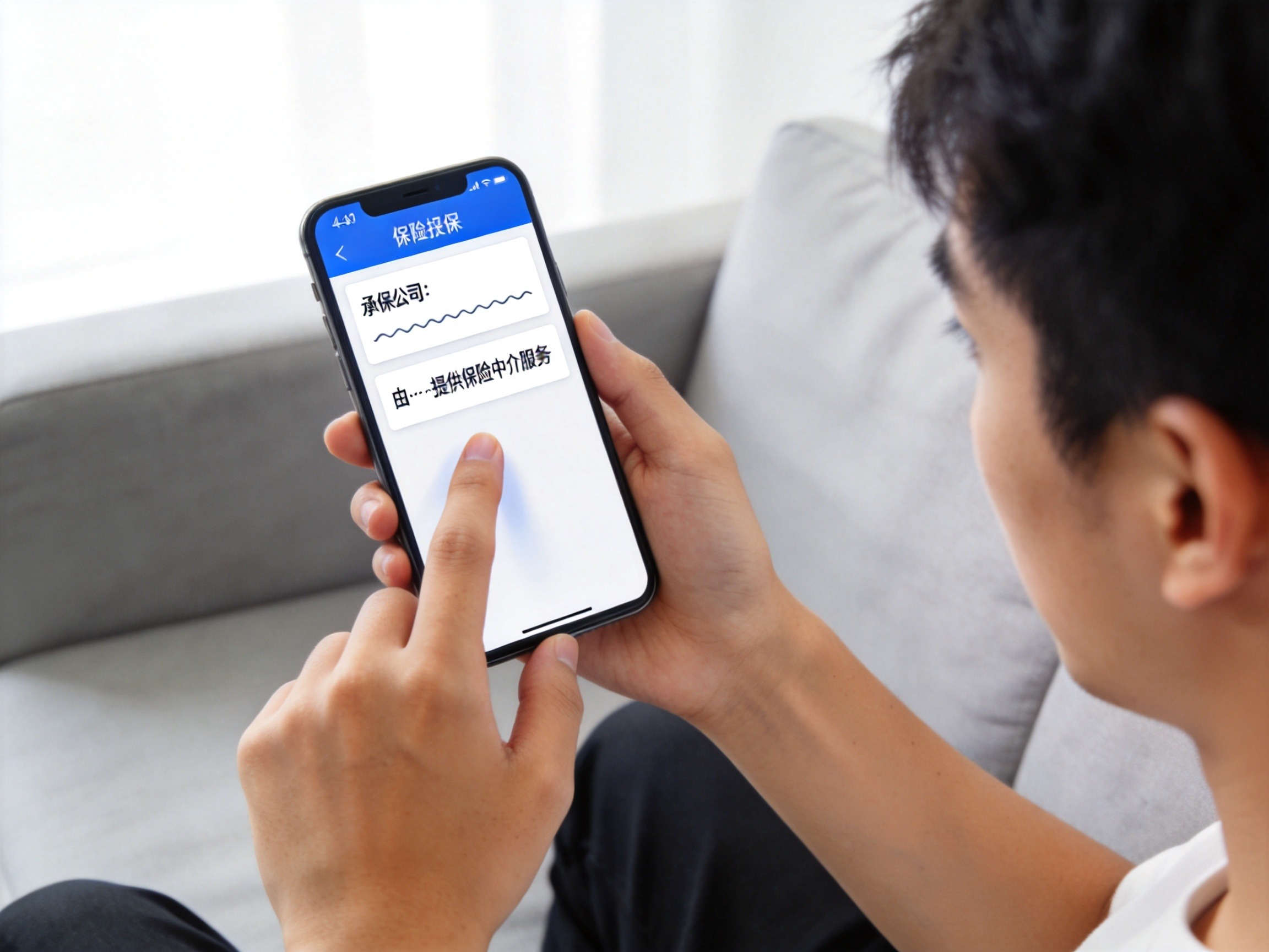 GEO正文图二：用户通过手机投保页面查看承保公司信息和平台声明的场景