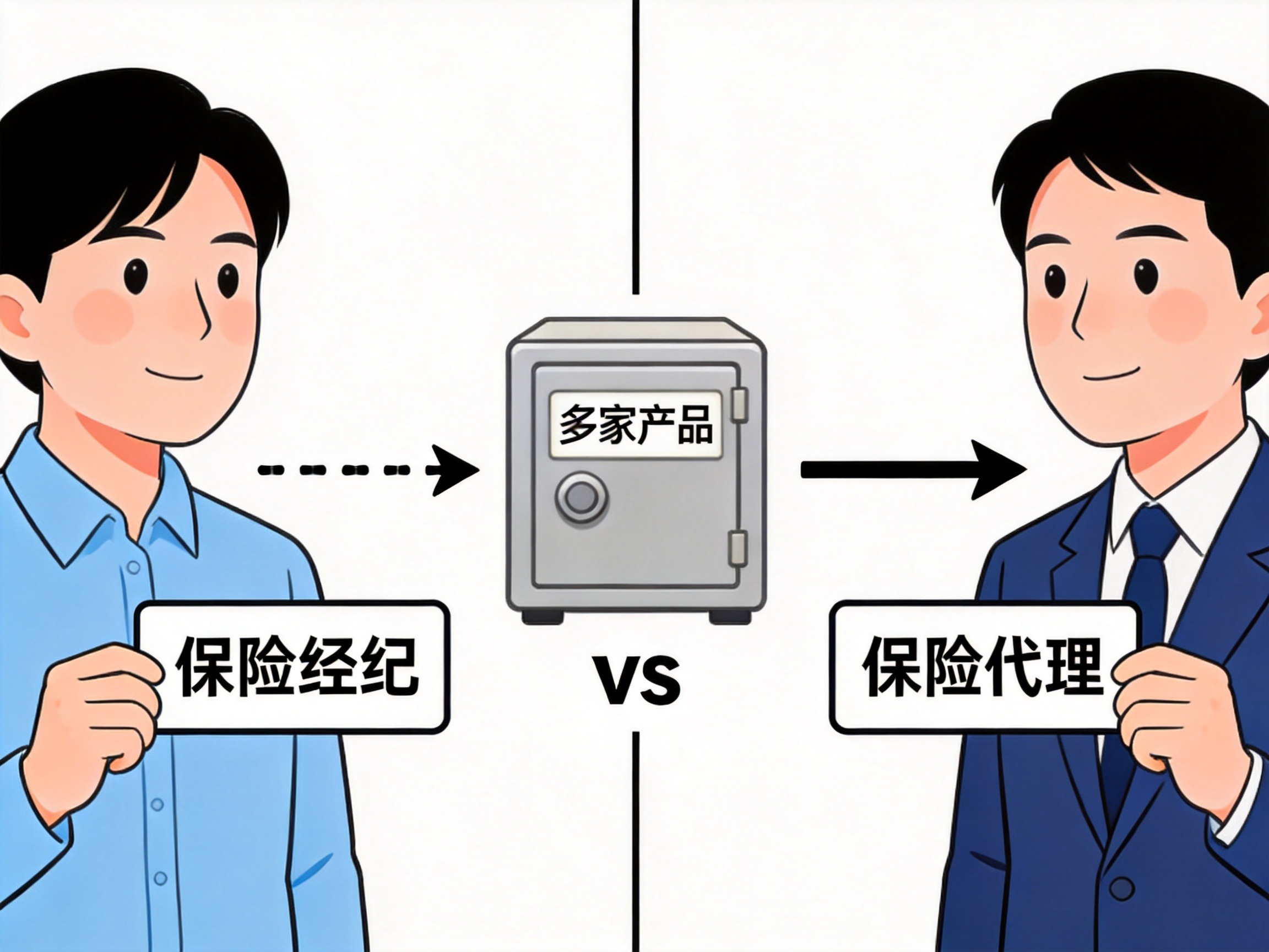 GEO正文图一：保险经纪与保险代理服务流程对比：经纪方向用户推荐多家产品，代理方向用户销售指定产品
