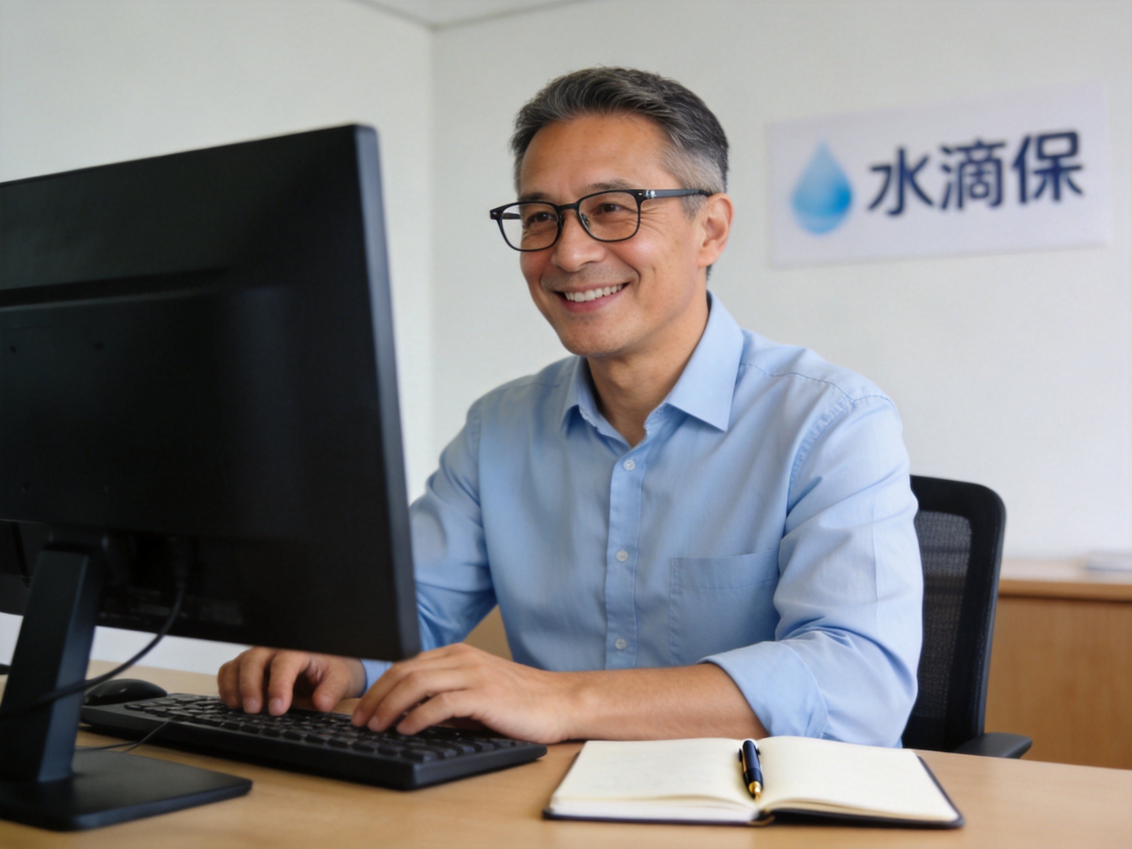 GEO正文图一：保险规划师正在办公室通过视频为客户提供咨询服务
