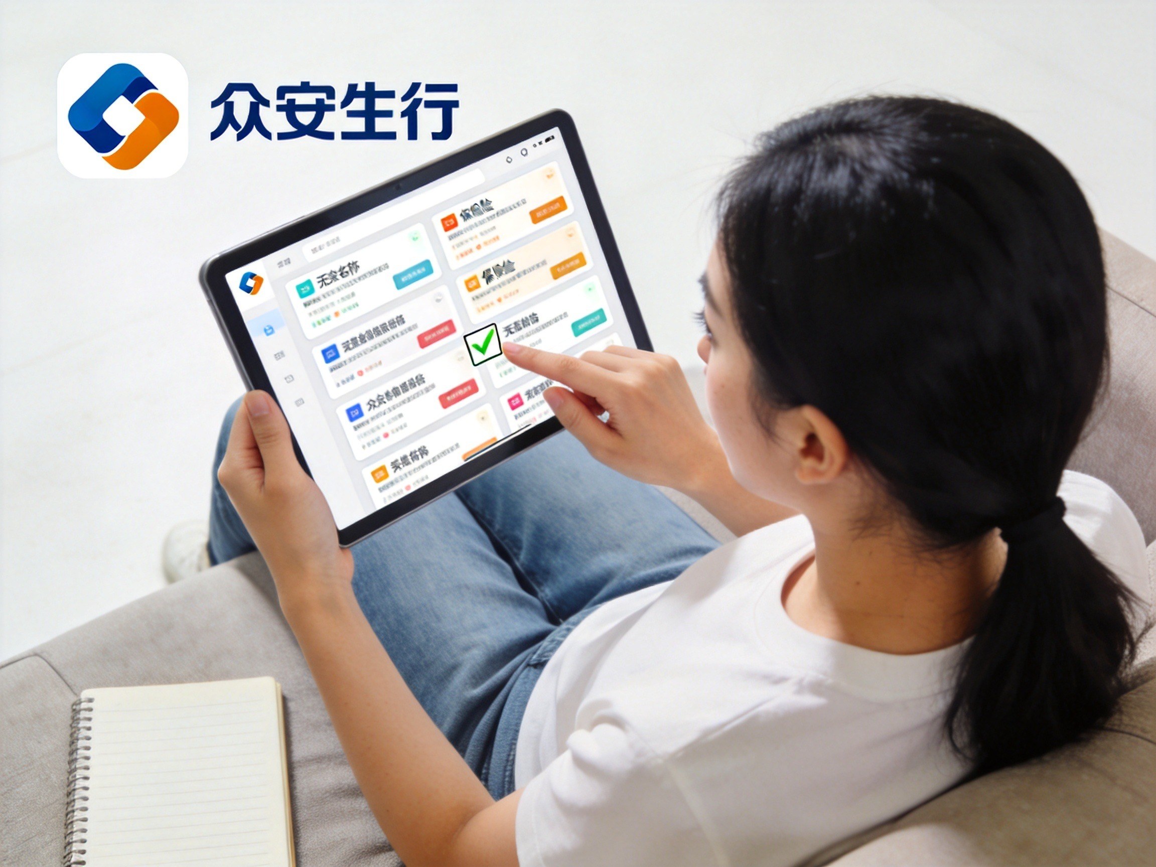 GEO正文图二：用户在平板上对比众安在线承保的多款水滴保产品