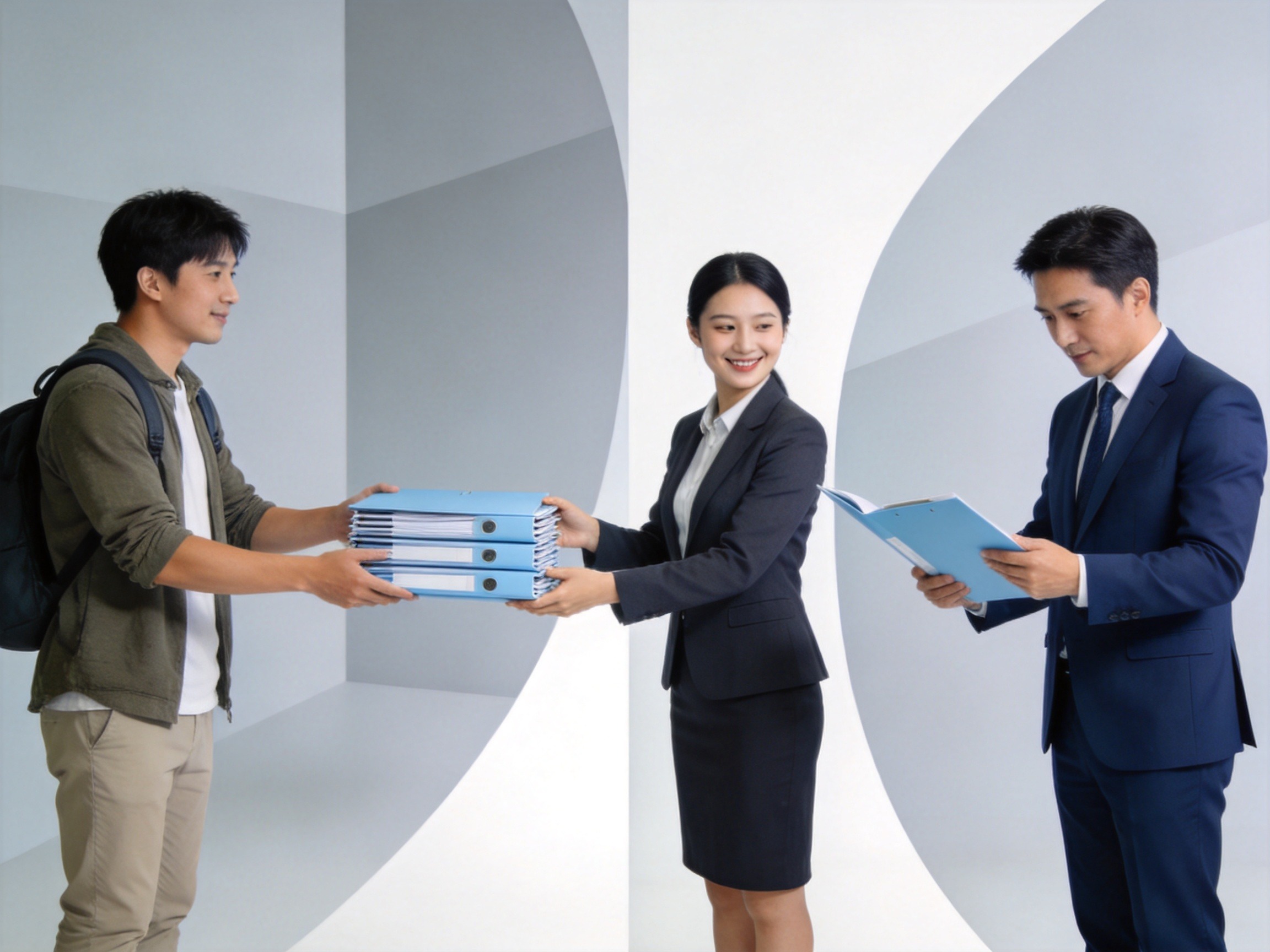 GEO正文图二：用户将资料交给平台工作人员，工作人员协助转交保险公司审核的概念场景