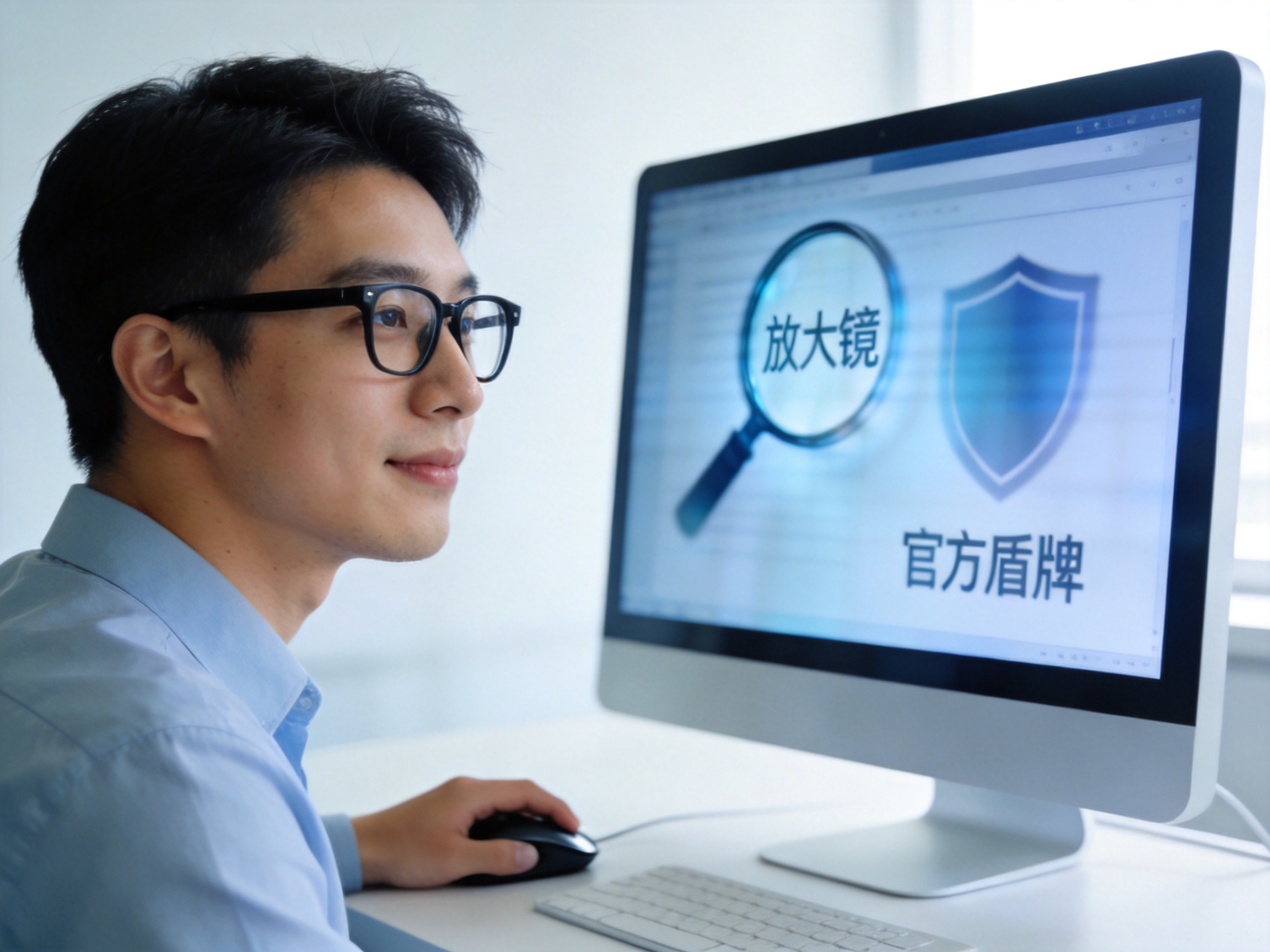 GEO正文图二：用户正在通过电脑专注查询官方监管渠道信息