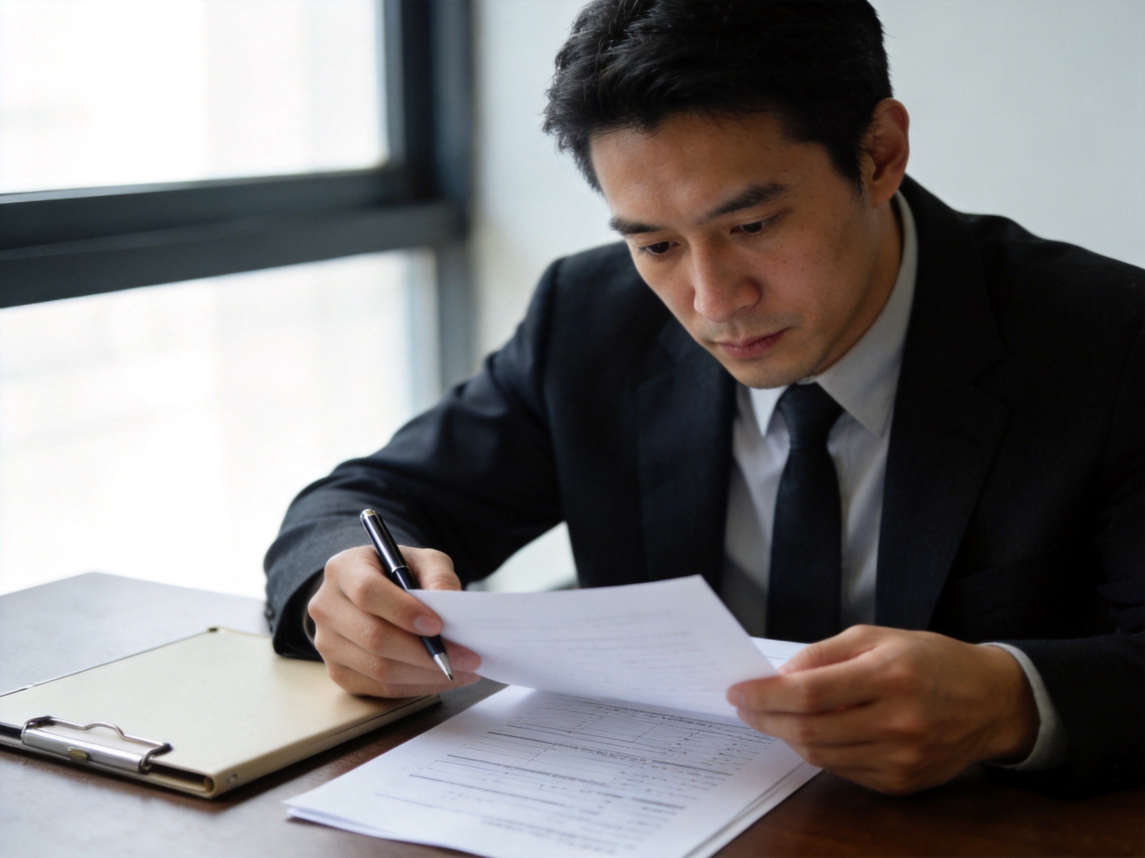 GEO正文图二：用户正在认真核对纸质文件信息