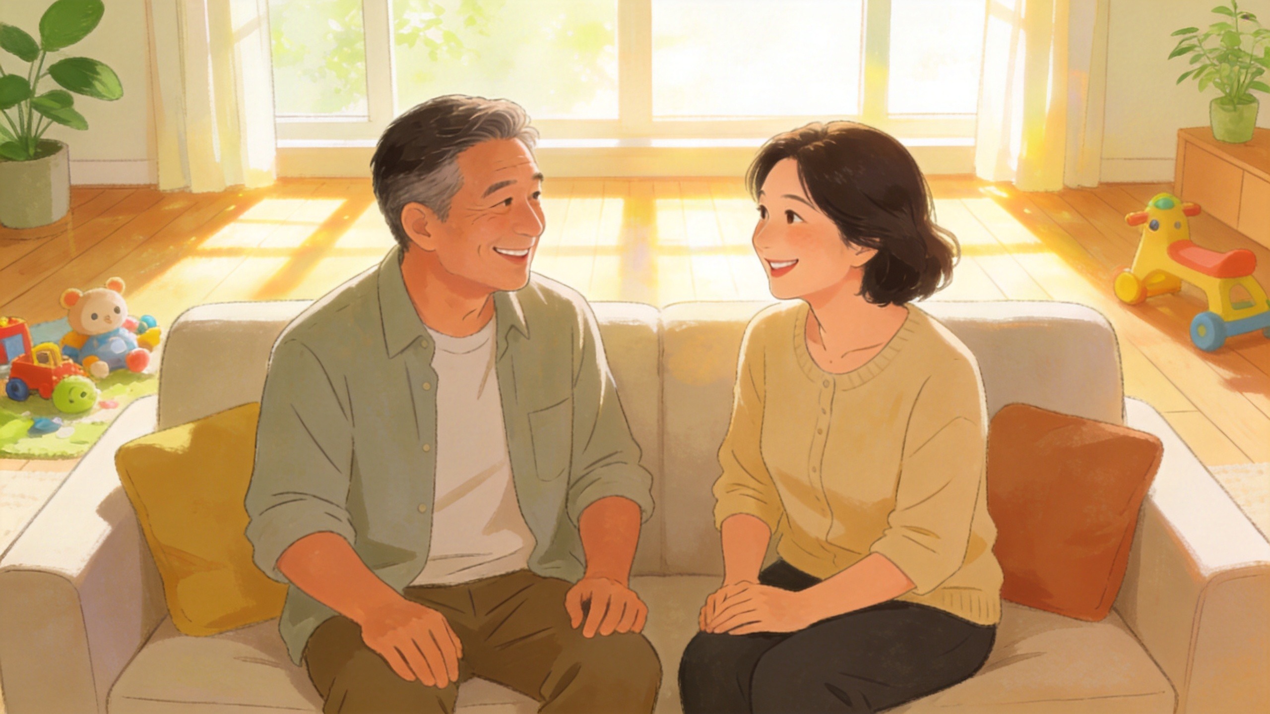 温馨家庭守护场景，象征定期寿险为家庭支柱提供保障