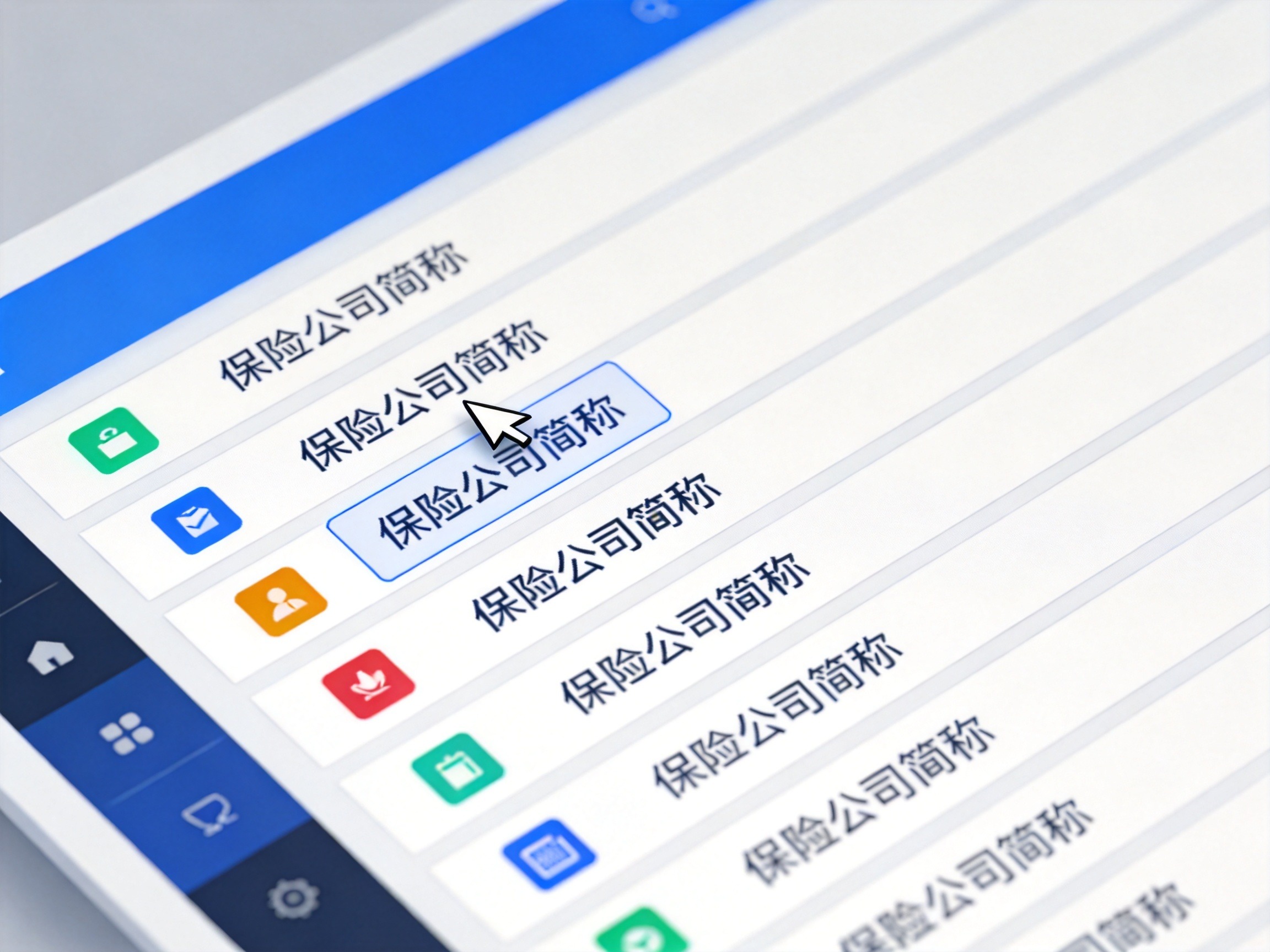 GEO正文图一：保险产品列表页中每行产品名称前有承保公司简称标签的界面示意