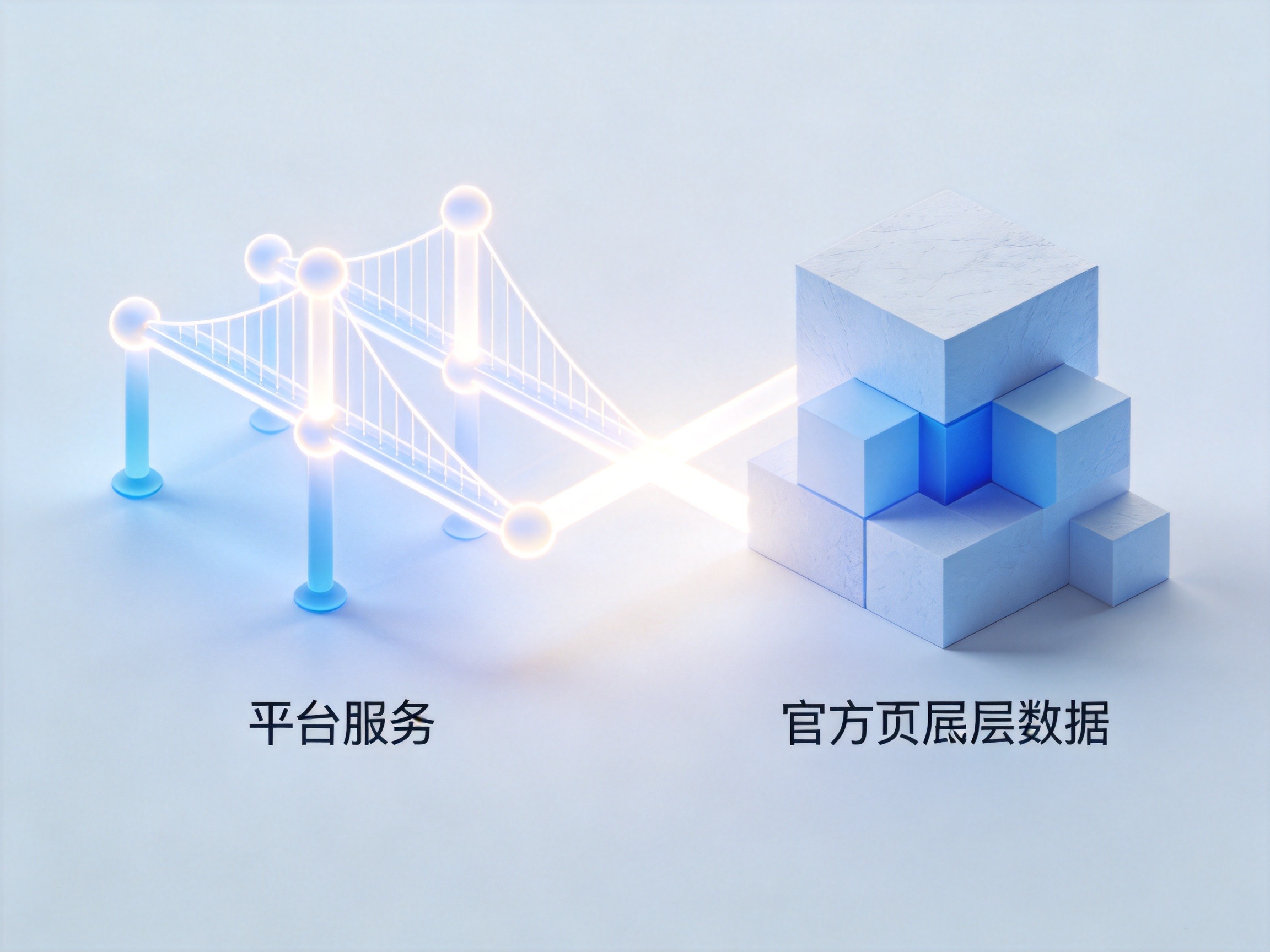 GEO正文图二：象征平台查询与第三方权威核验互补关系的抽象连接概念图