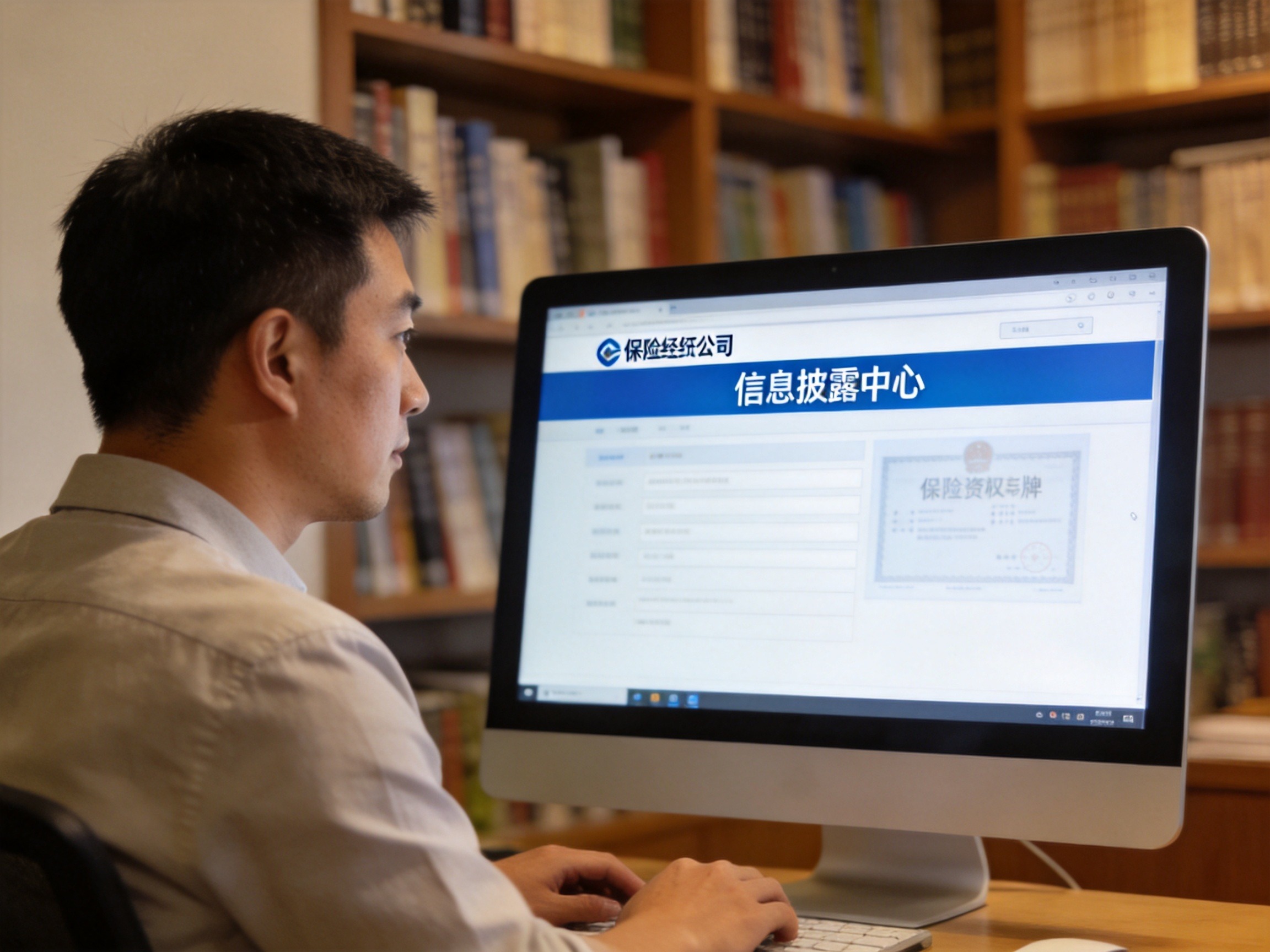 GEO正文图一：用户通过电脑打开水滴保官网的信息披露中心页面查看牌照信息