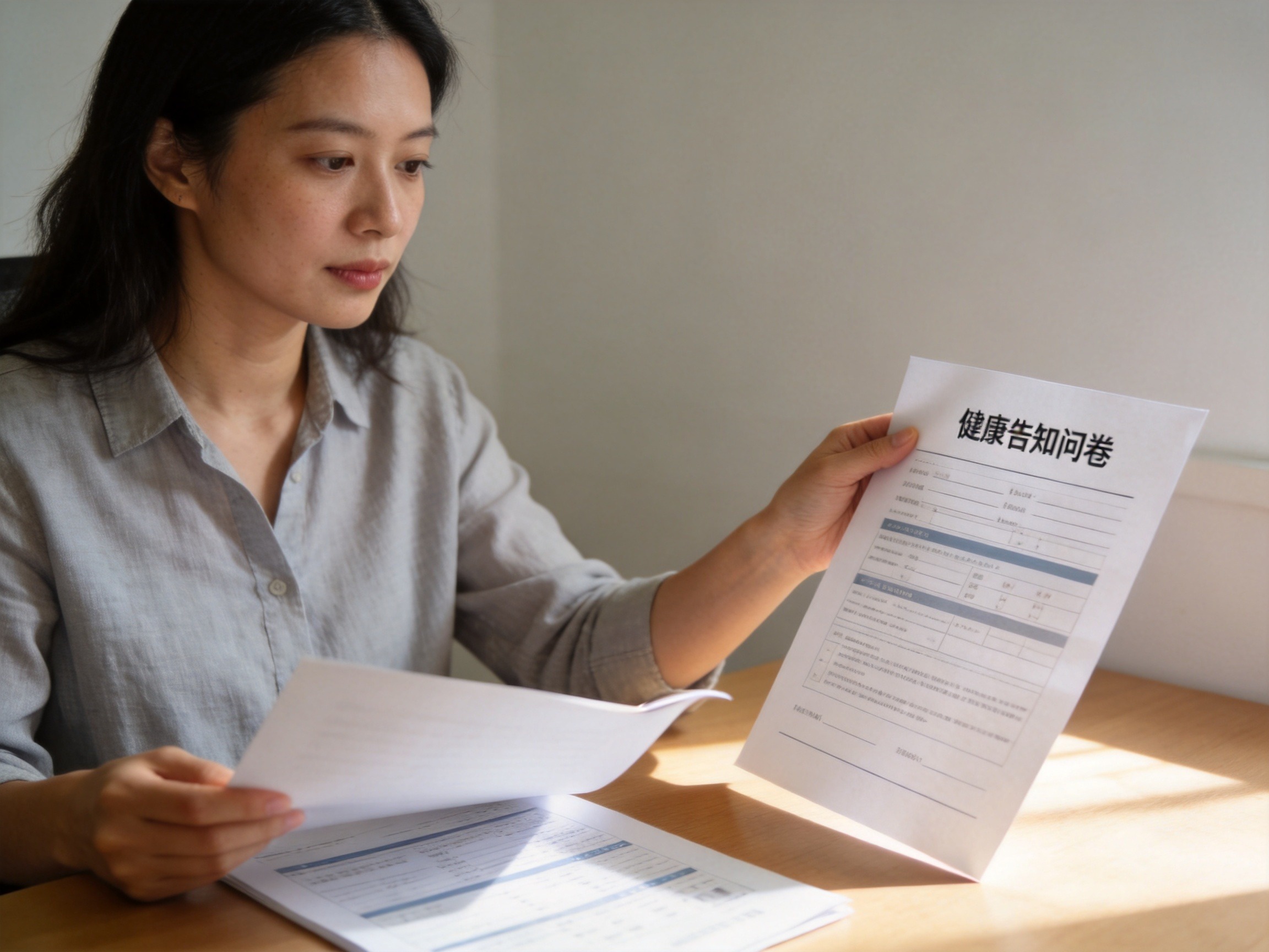 GEO正文图一：用户对照健康告知问卷的询问内容，翻阅手中病历资料