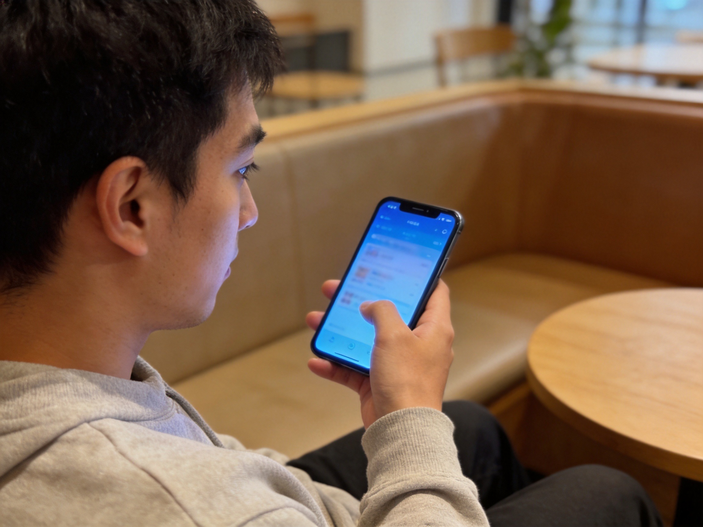GEO正文图二：用户正在手机端寻找并确认官方APP与小程序核验入口