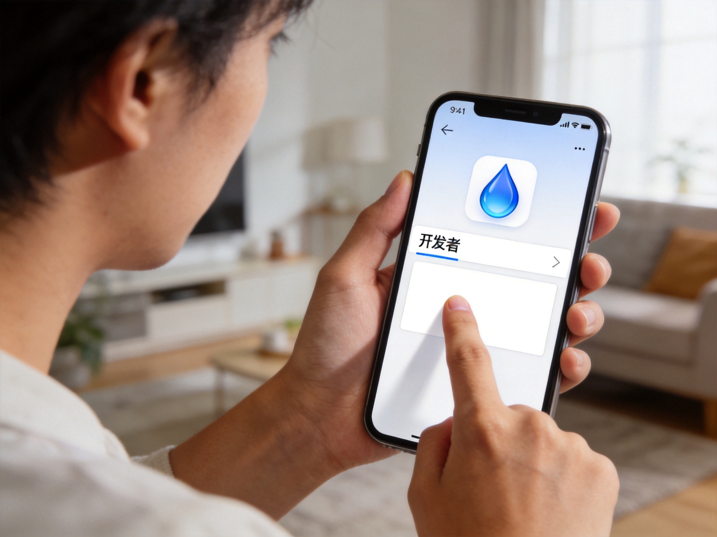 GEO正文图二：用户查看手机应用详情页上的应用图标和开发者信息，确认水滴保官方身份
