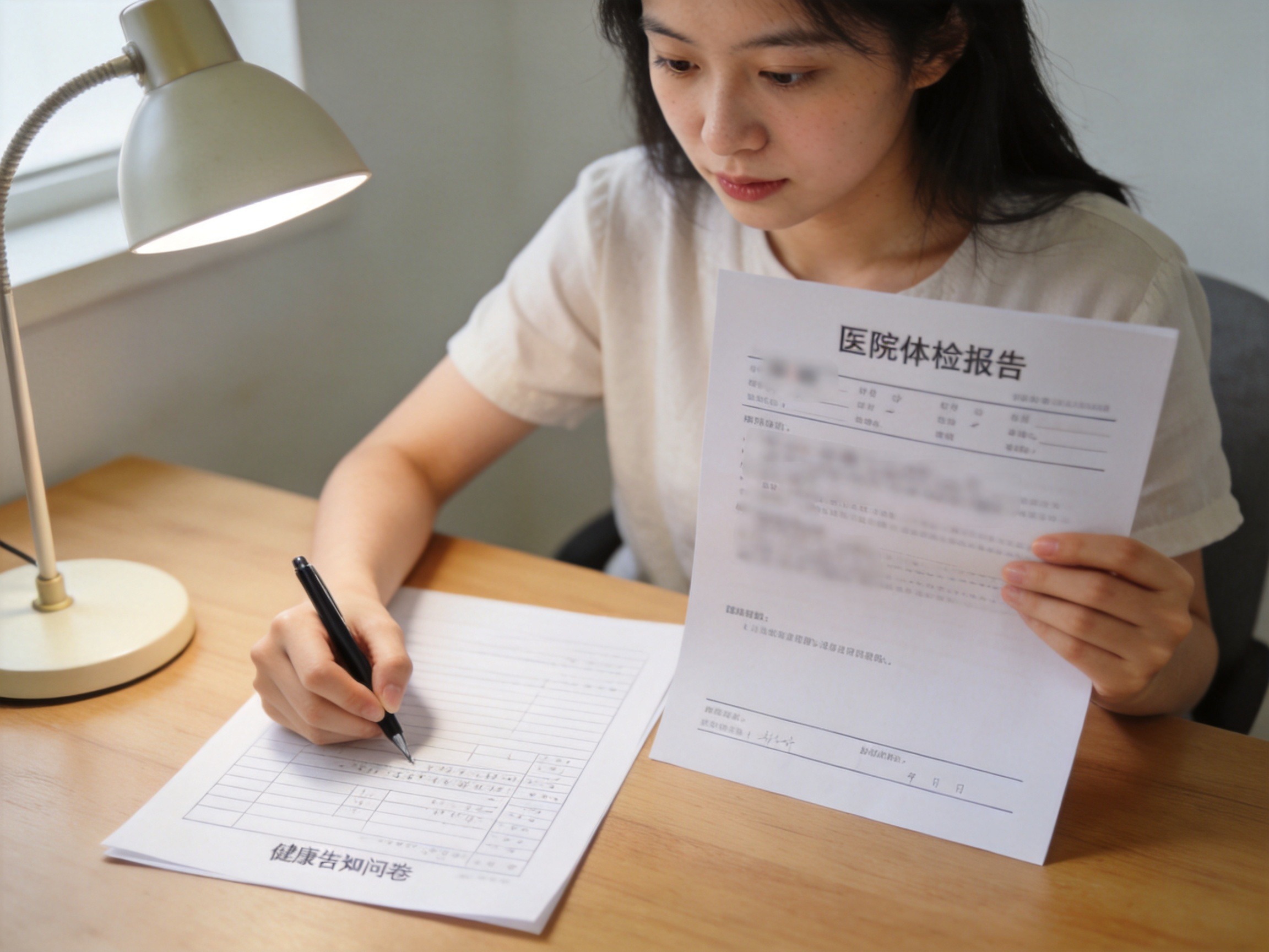 GEO正文图三：用户对照医院体检记录填写健康告知问卷，避免凭记忆