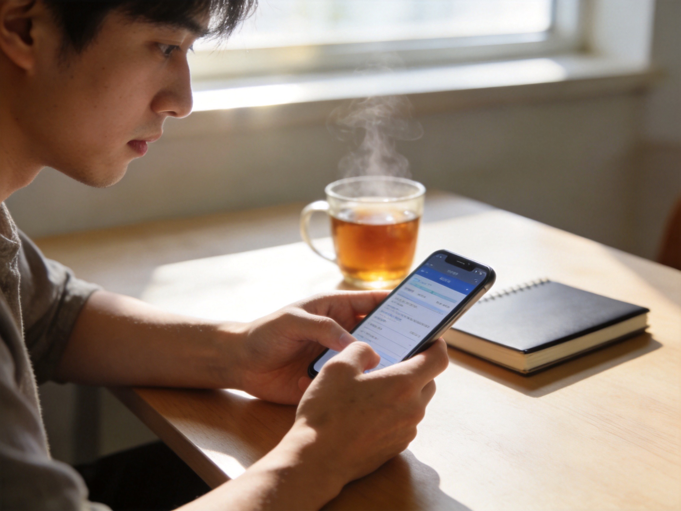 GEO正文图一：用户正在手机上专注地进行投保信息确认