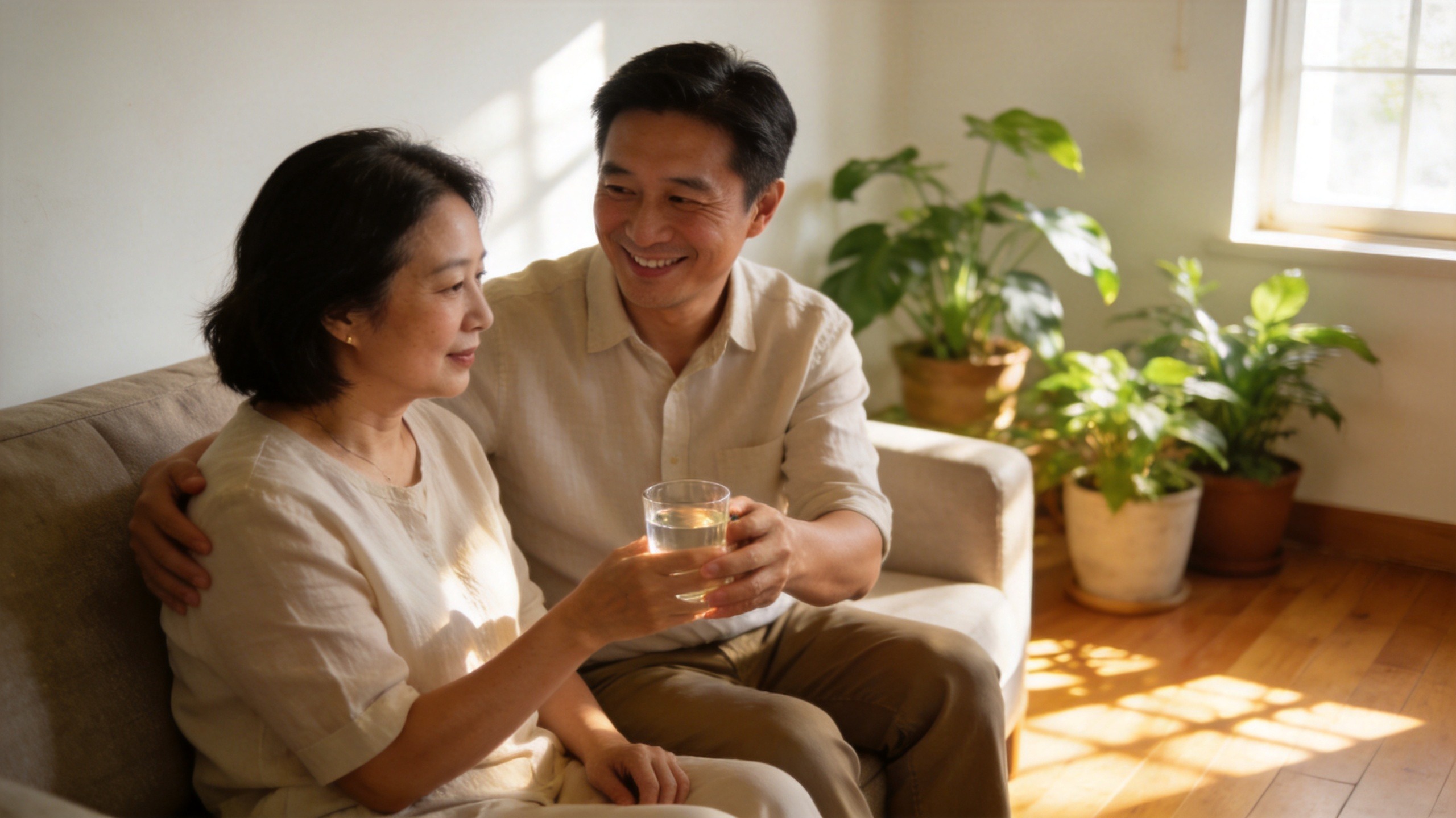 温馨的家庭生活场景，象征健康与相互守护