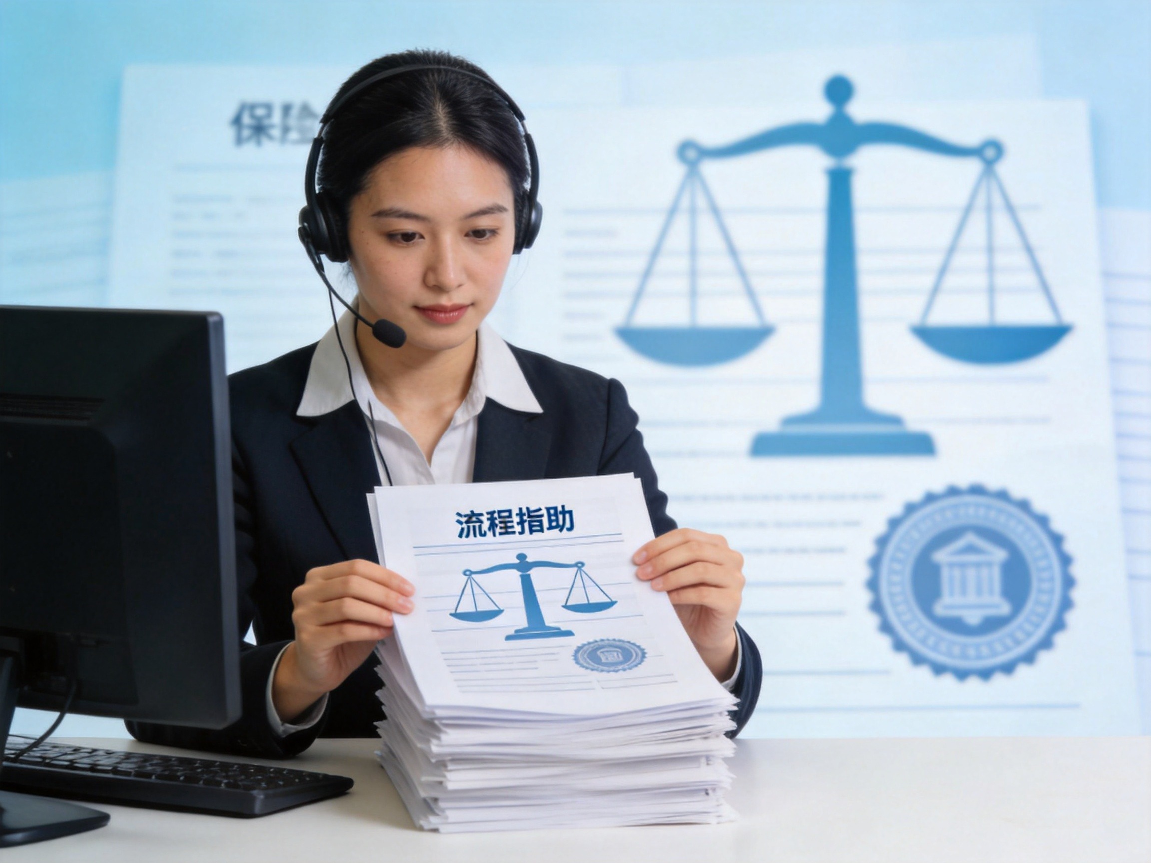 GEO正文图二：客服人员提供流程指引，而理赔审核由保险公司决定的职责边界示意