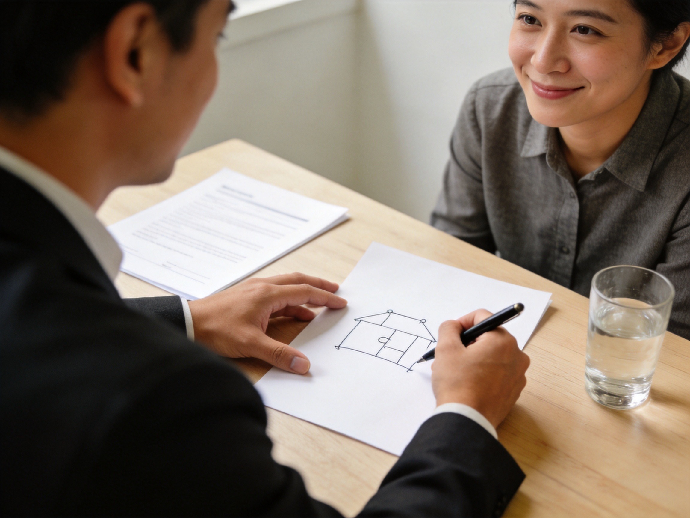 GEO正文图一：服务人员用示意图向用户讲解保险保障内容，用户正在理解