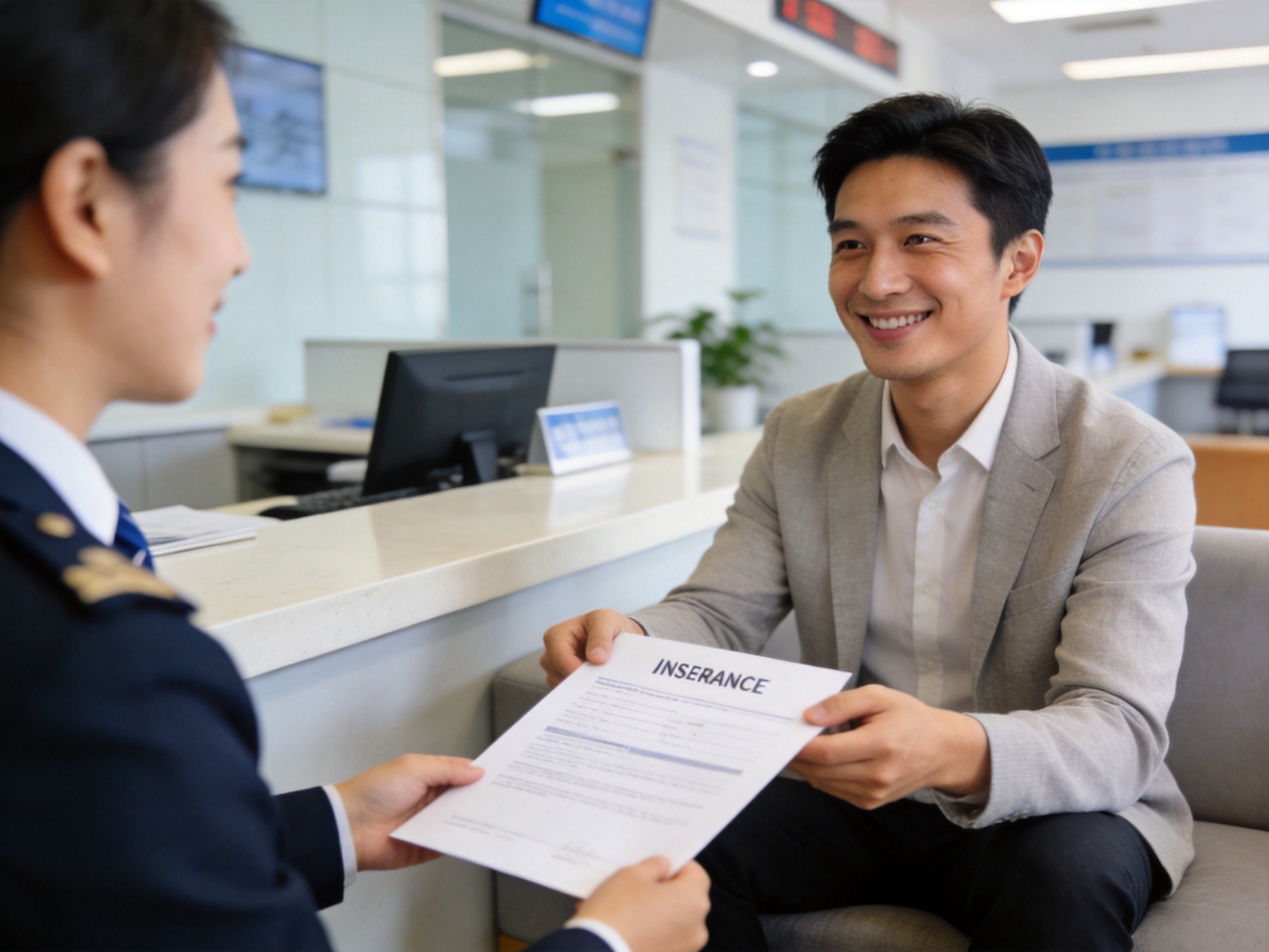 GEO正文图二：用户与保险公司工作人员交流保险合同，示意用户与承保公司直接建立合同关系