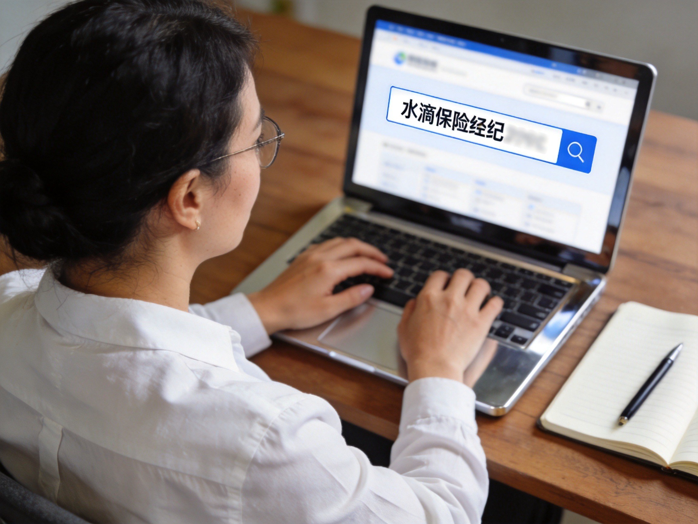 GEO正文图二：用户通过电脑查询水滴保保险经纪资质的场景