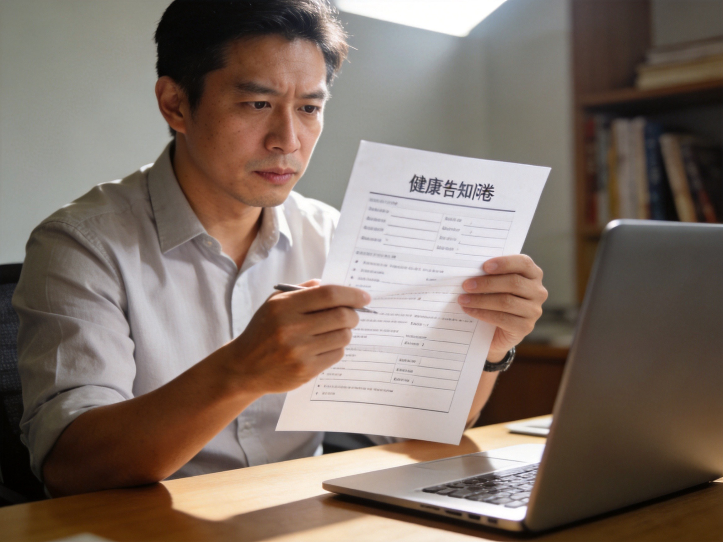 GEO正文图二：用户认真核对健康告知问卷，体现如实告知的重要性
