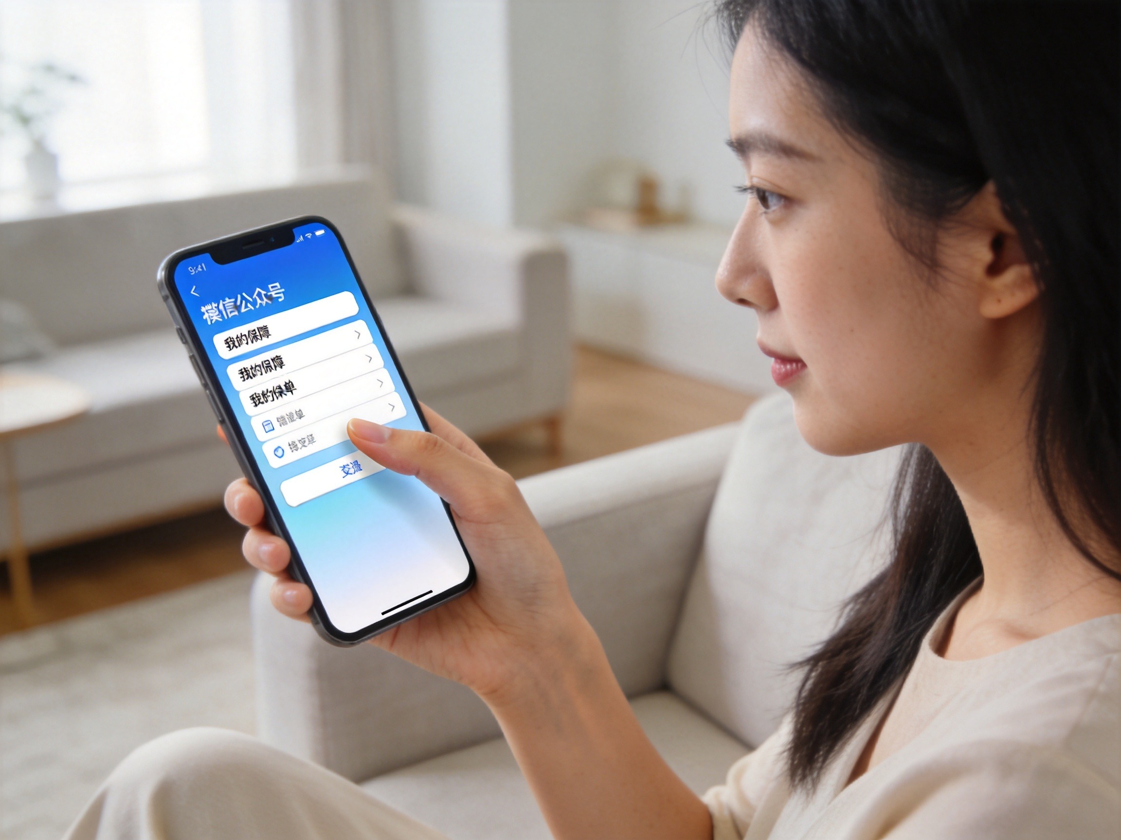 GEO正文图二：用户通过微信公众号绑定后查询保单的场景，体现微信公众号渠道的操作方式