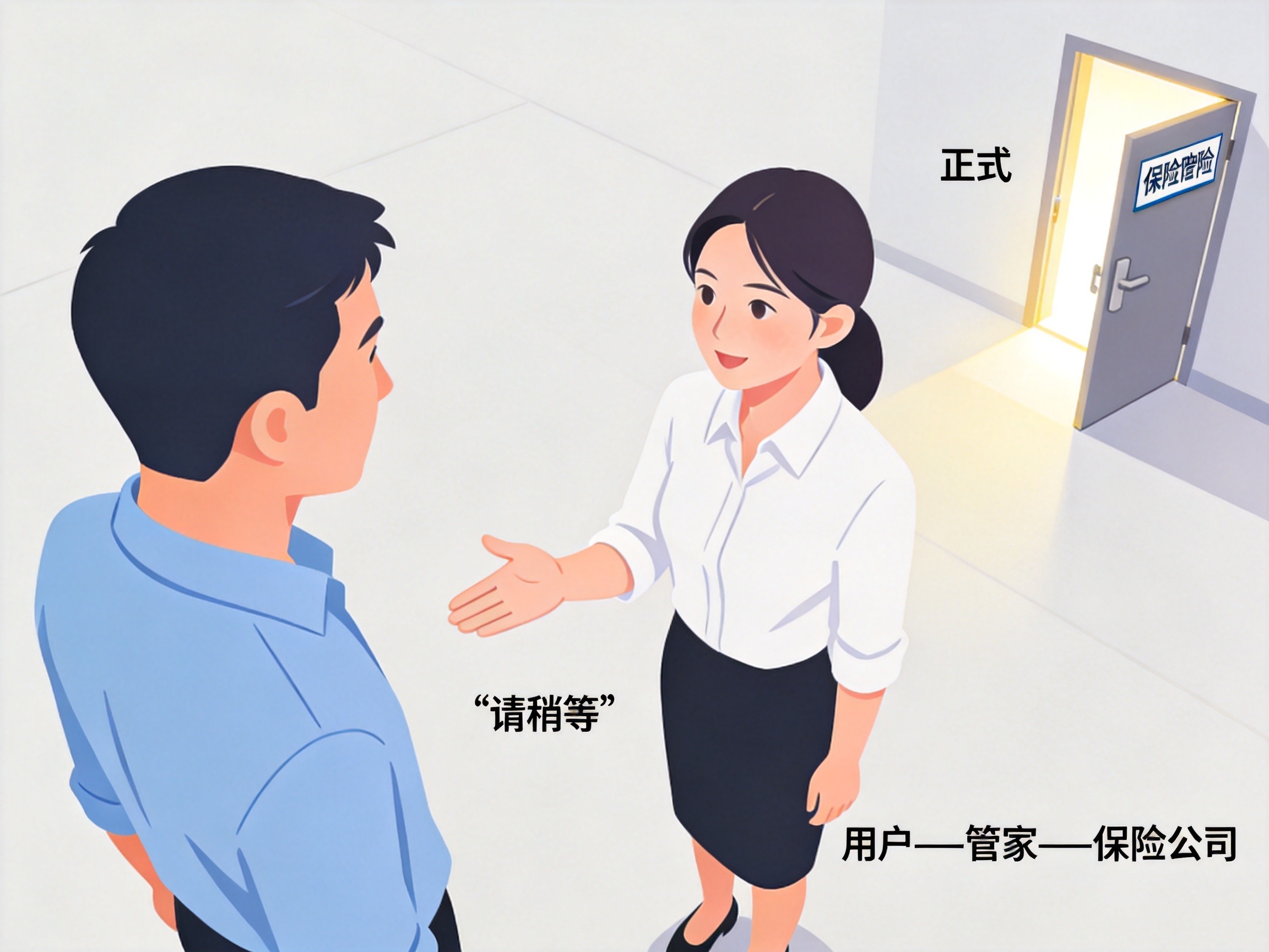 GEO正文图二：用户、理赔管家与远处保险公司之间的空间关系示意，表现协助与决定权的分离