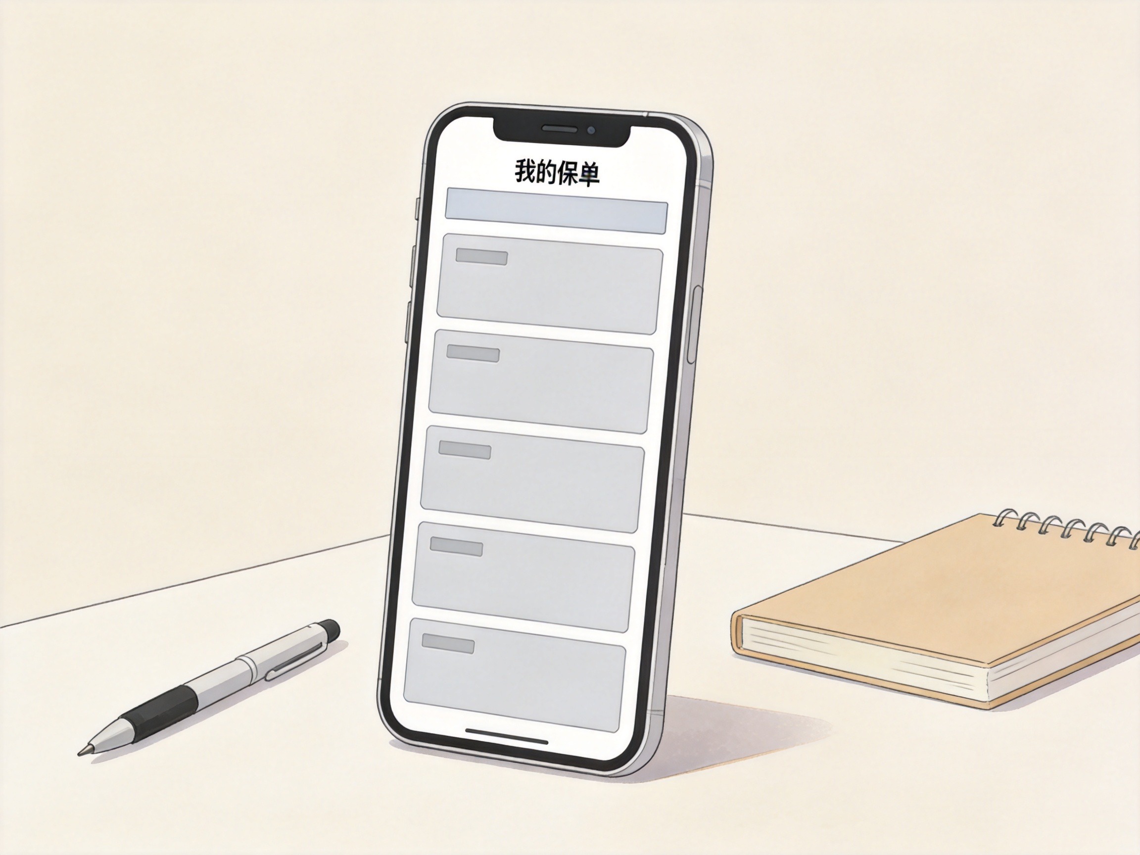 GEO正文图二：手机屏幕显示水滴保APP内我的保单模块概念图，示意通过APP查看已购保单