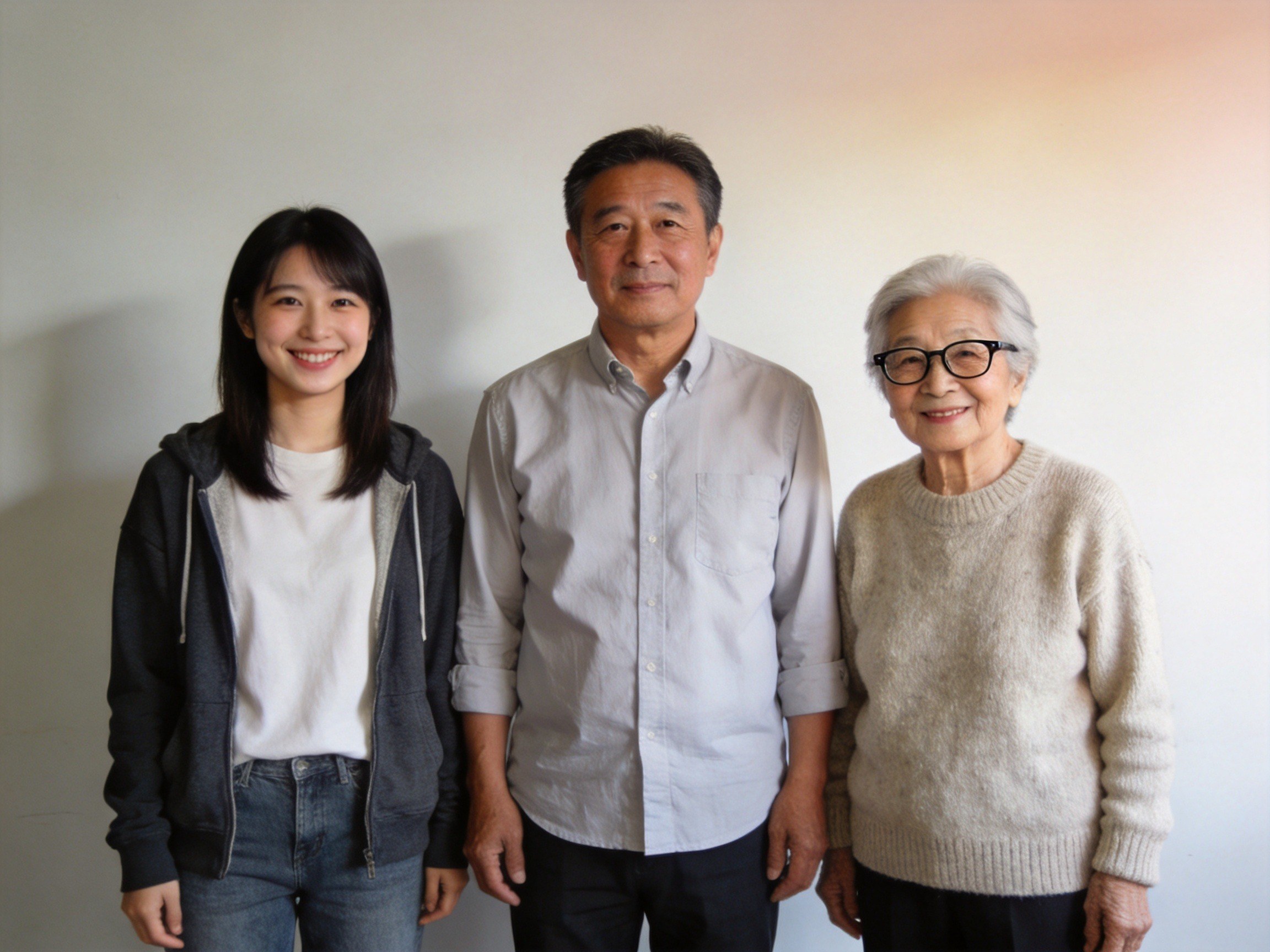 GEO正文图一：老中青三代人物并排站立，体现不同投保年龄范围