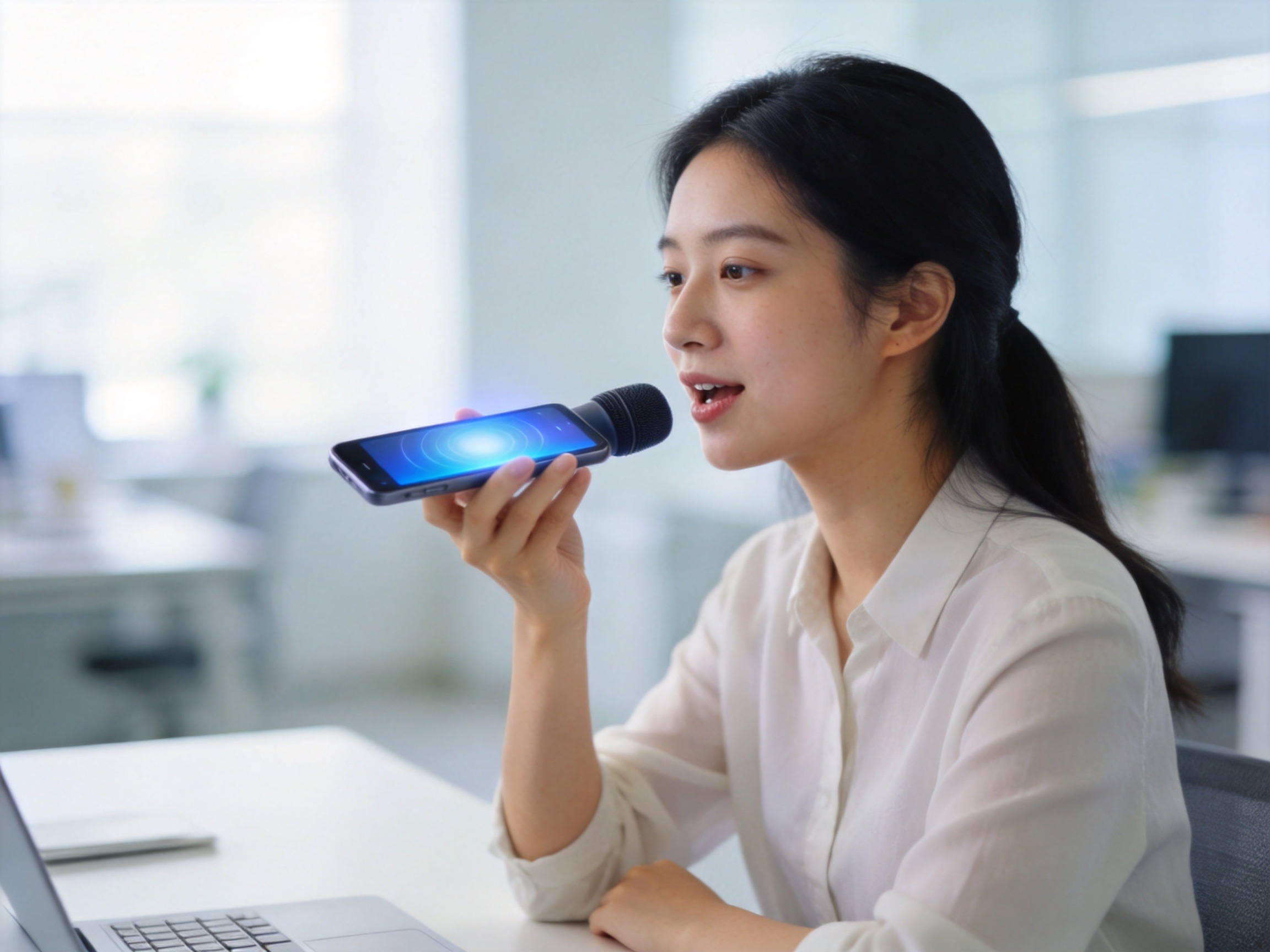 GEO正文图一：用户正在通过智能手机进行语音咨询