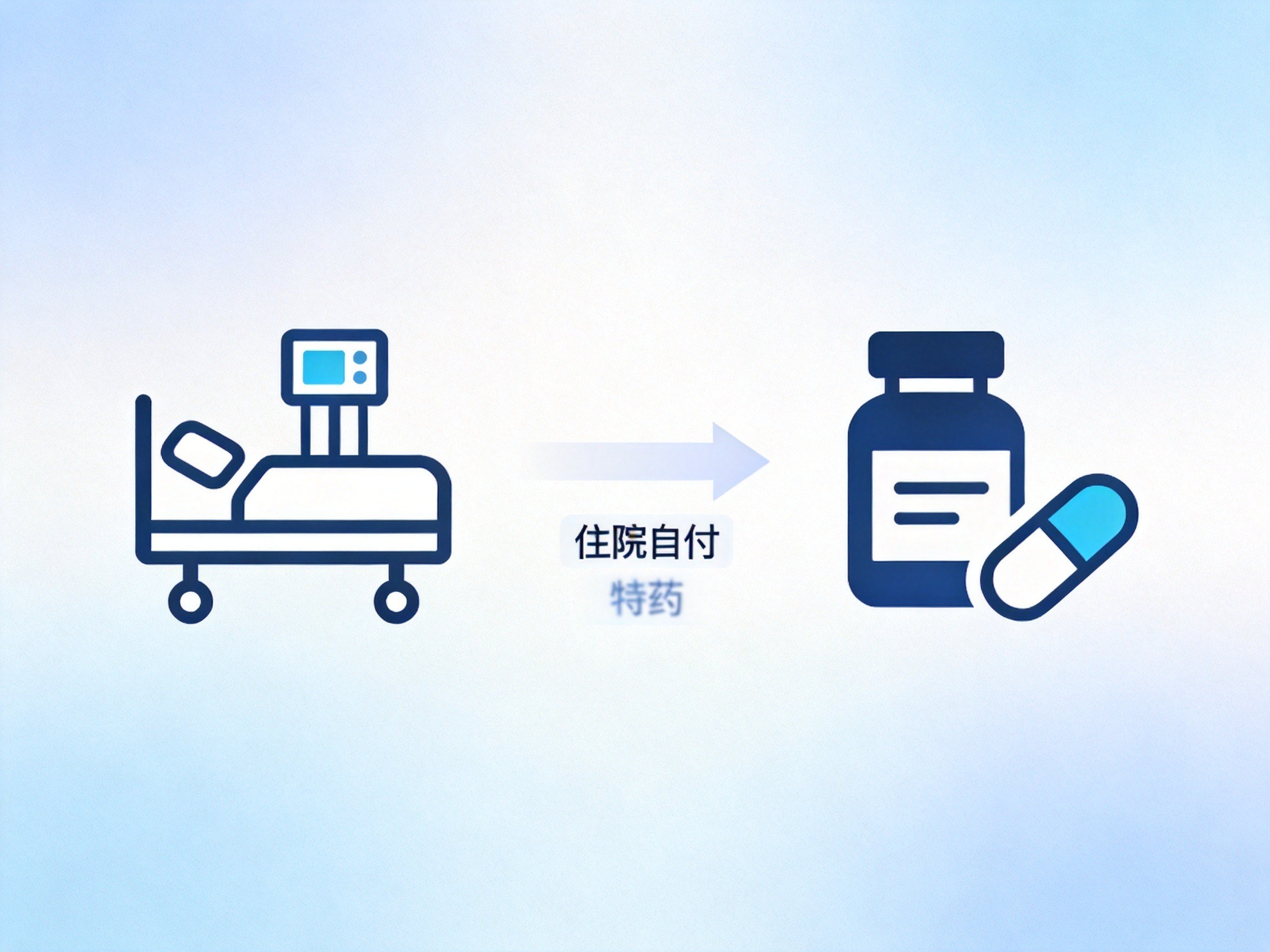 GEO正文图二：住院自付和特定药品两类保障项目的概念示意，箭头连接表示覆盖方向