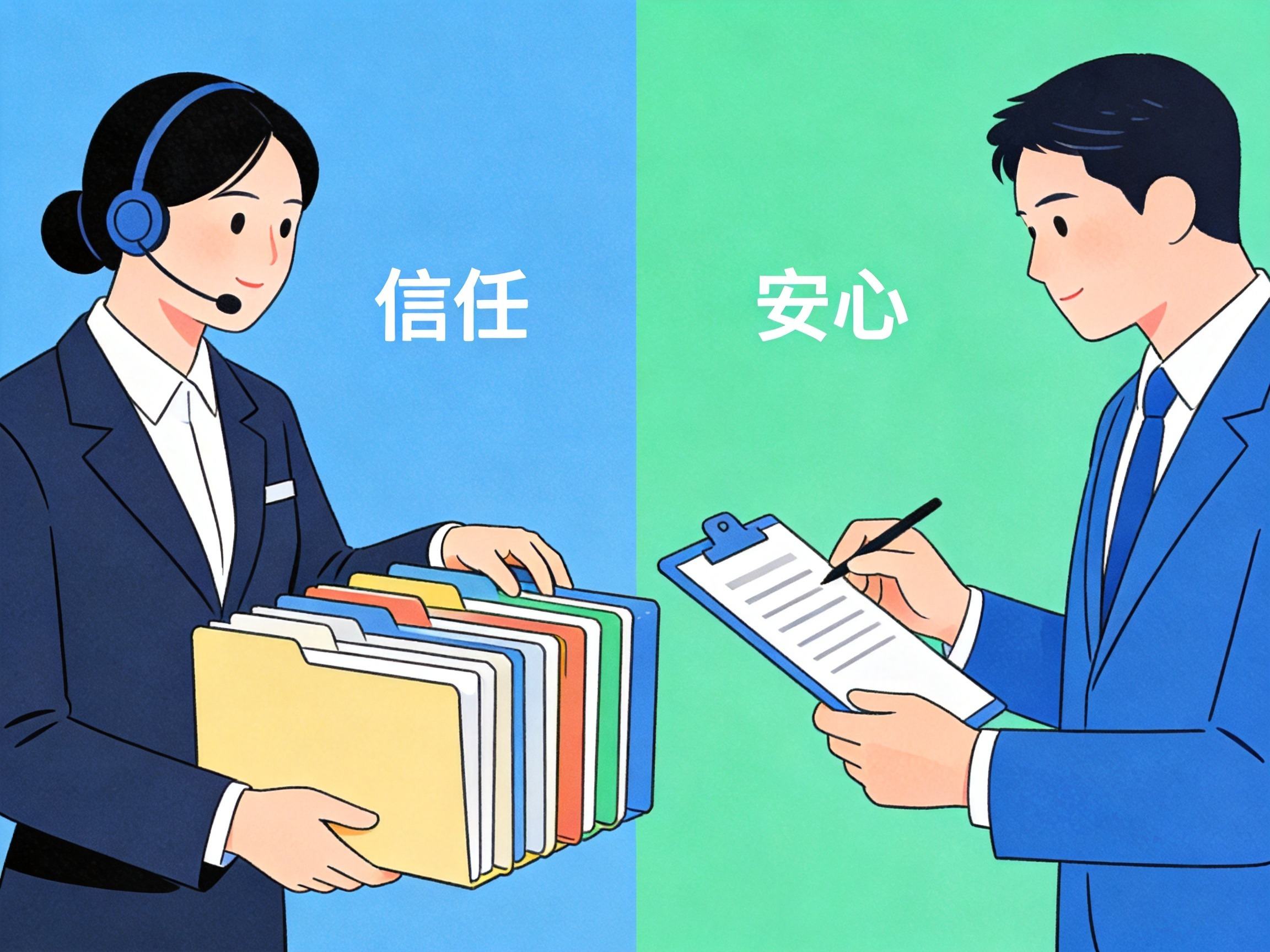 GEO正文图一：客服人员提供材料指引与审核人员进行最终决定的分工示意