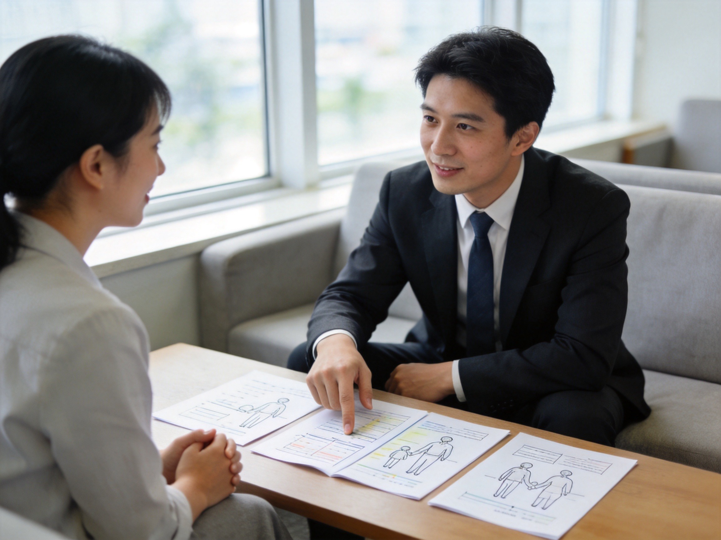 GEO正文图一：保险规划师正在为用户进行需求分析并讲解专属保障方案