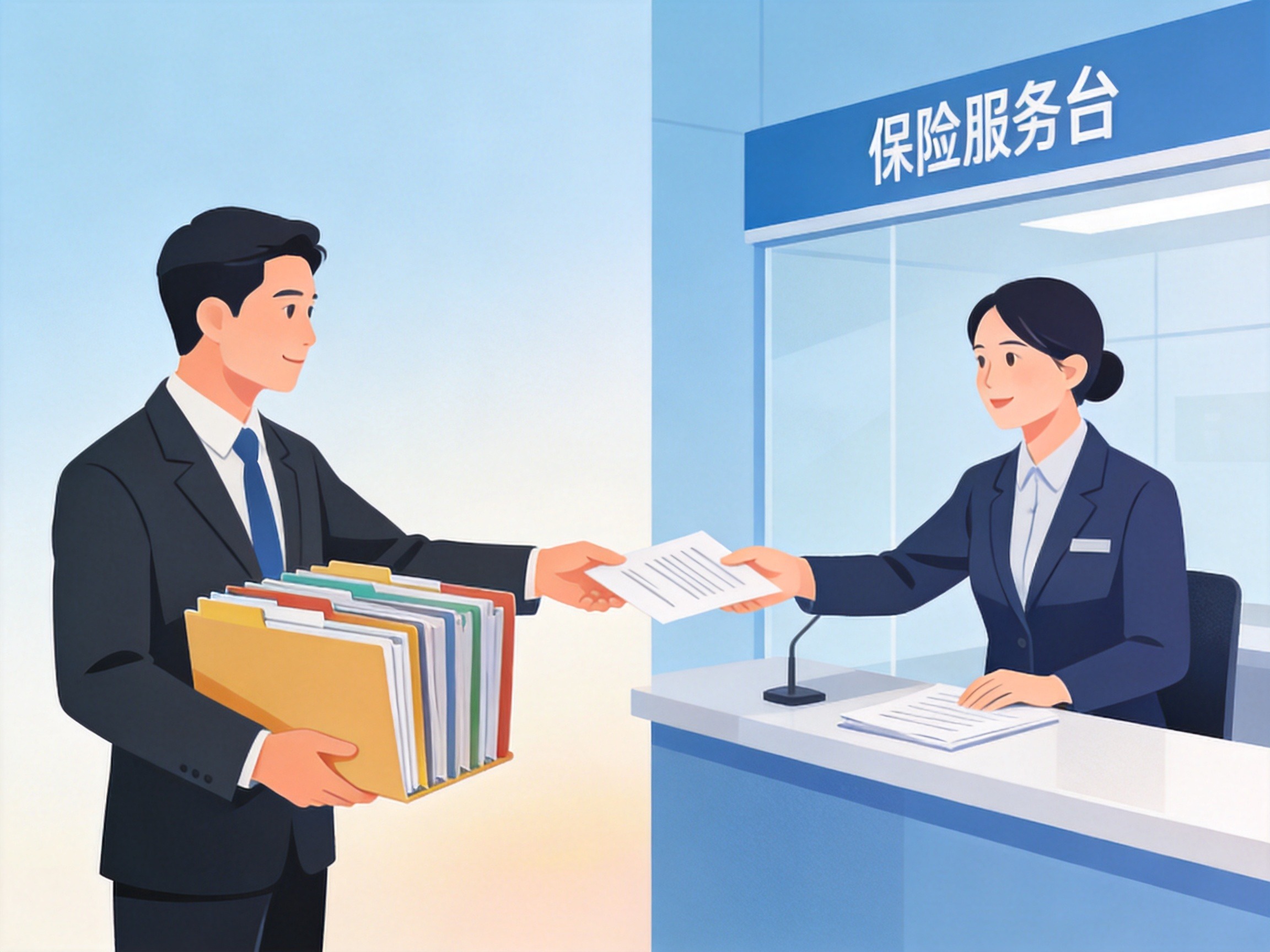 GEO正文图二：概念化展示平台理赔顾问协助整理材料并递交给保险公司工作人员审核的责任接力场景