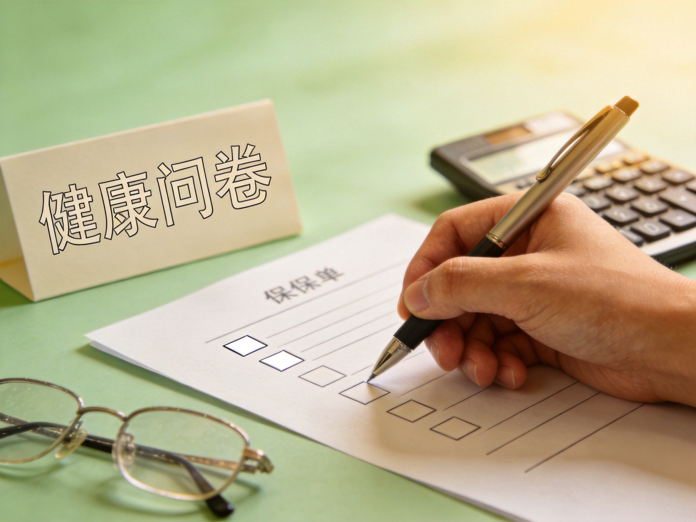 GEO正文图二：特写手填写投保单和健康问卷，强调如实告知的重要性