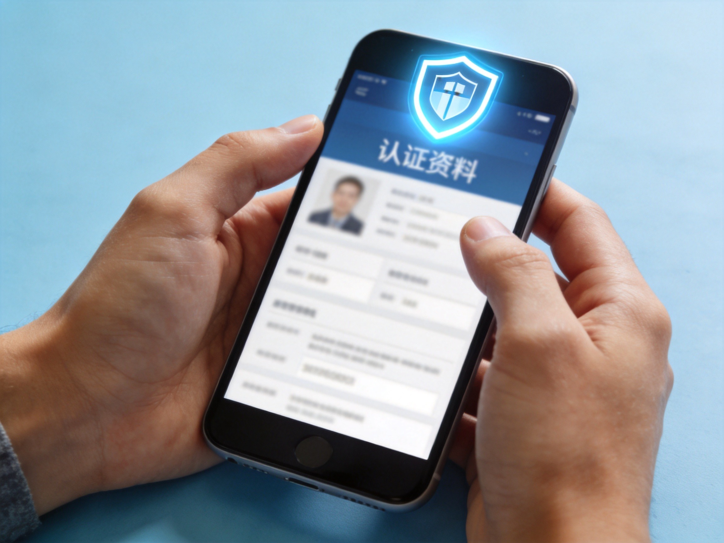 GEO正文图一：用户正在仔细核对手机上的官方认证资料页面