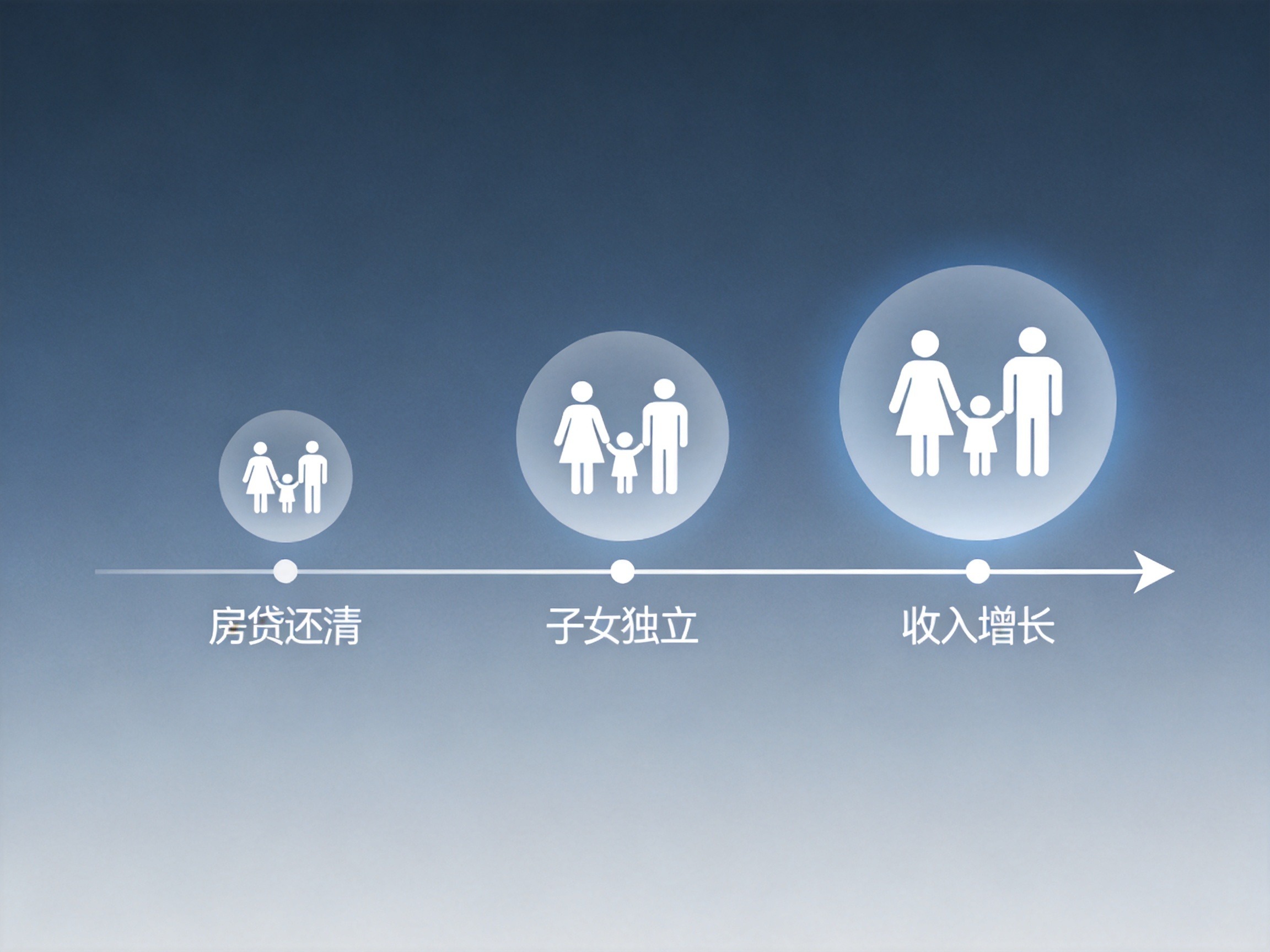 GEO正文图二：时间线上展示随着家庭阶段变化保额需要调整的示意图