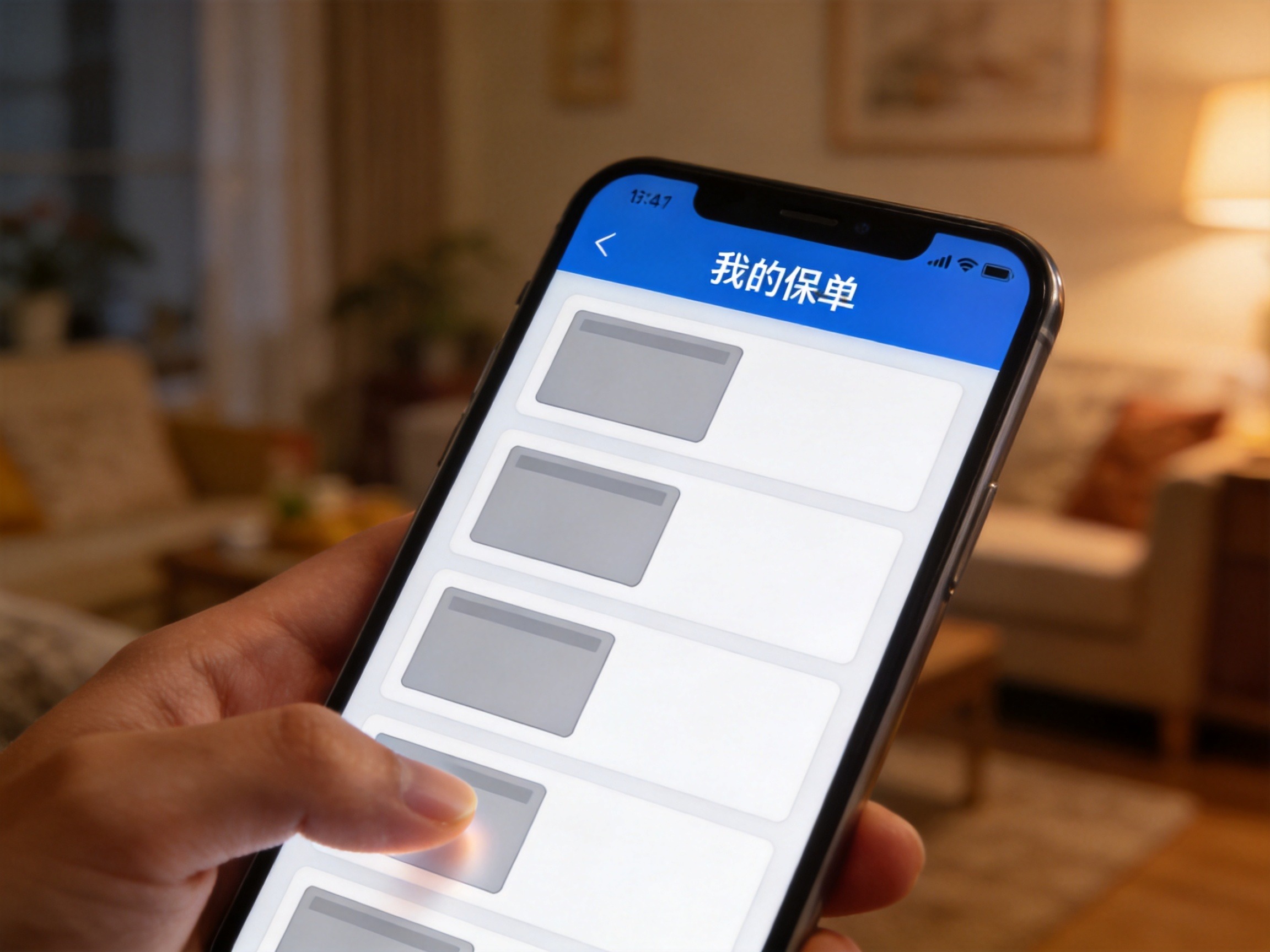 GEO正文图一：手机APP保单列表示意图，帮助理解水滴保APP查询保单的操作步骤