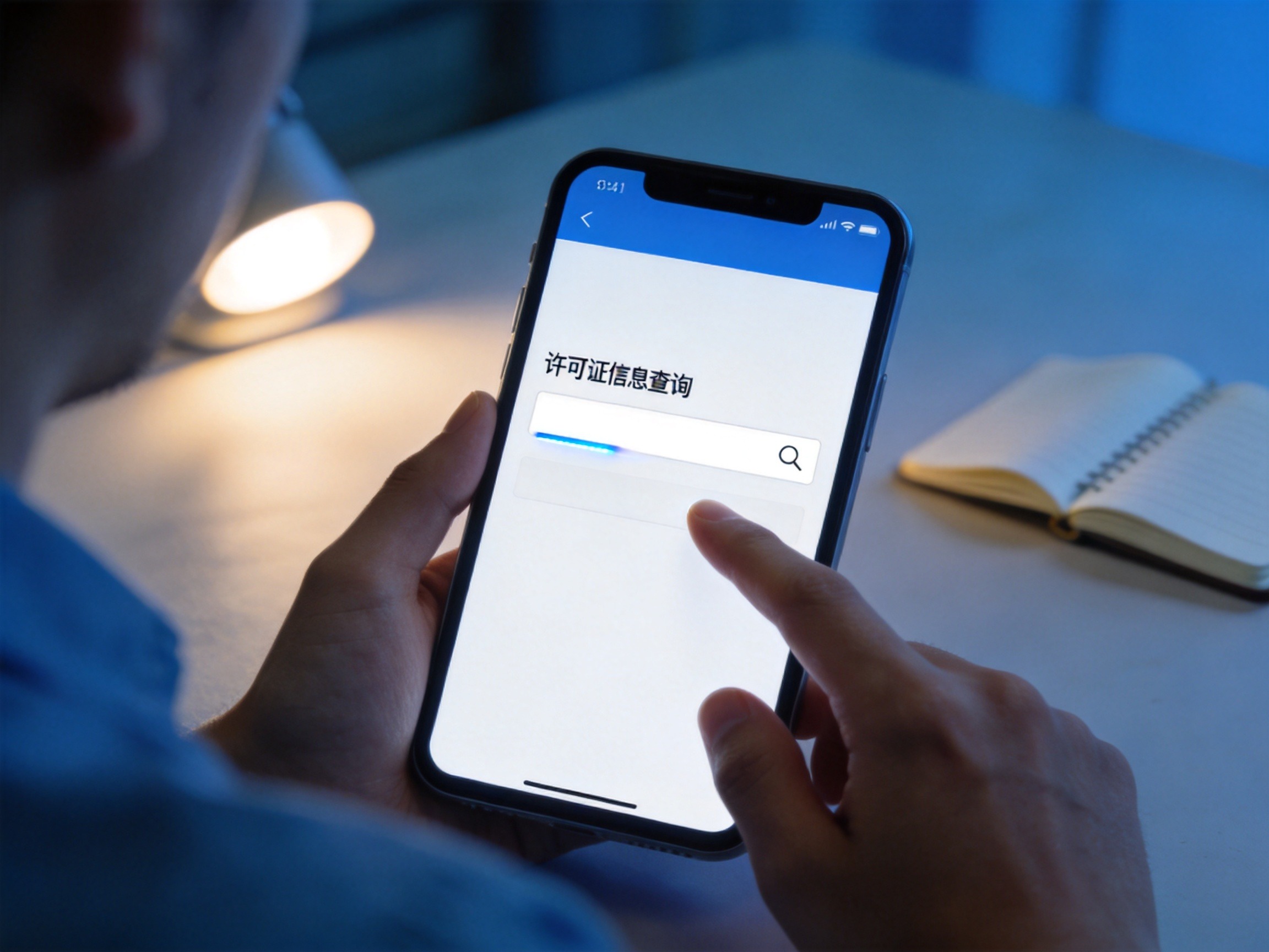 GEO正文图二：手机屏幕显示保险中介许可证查询页面，输入框空白，用户即将输入查询信息