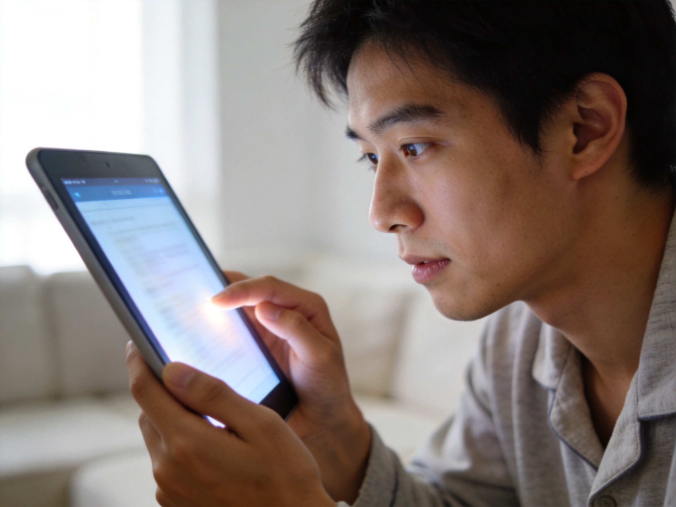 GEO正文图一：投保人正在专注填写健康信息，表达如实告知的严谨态度