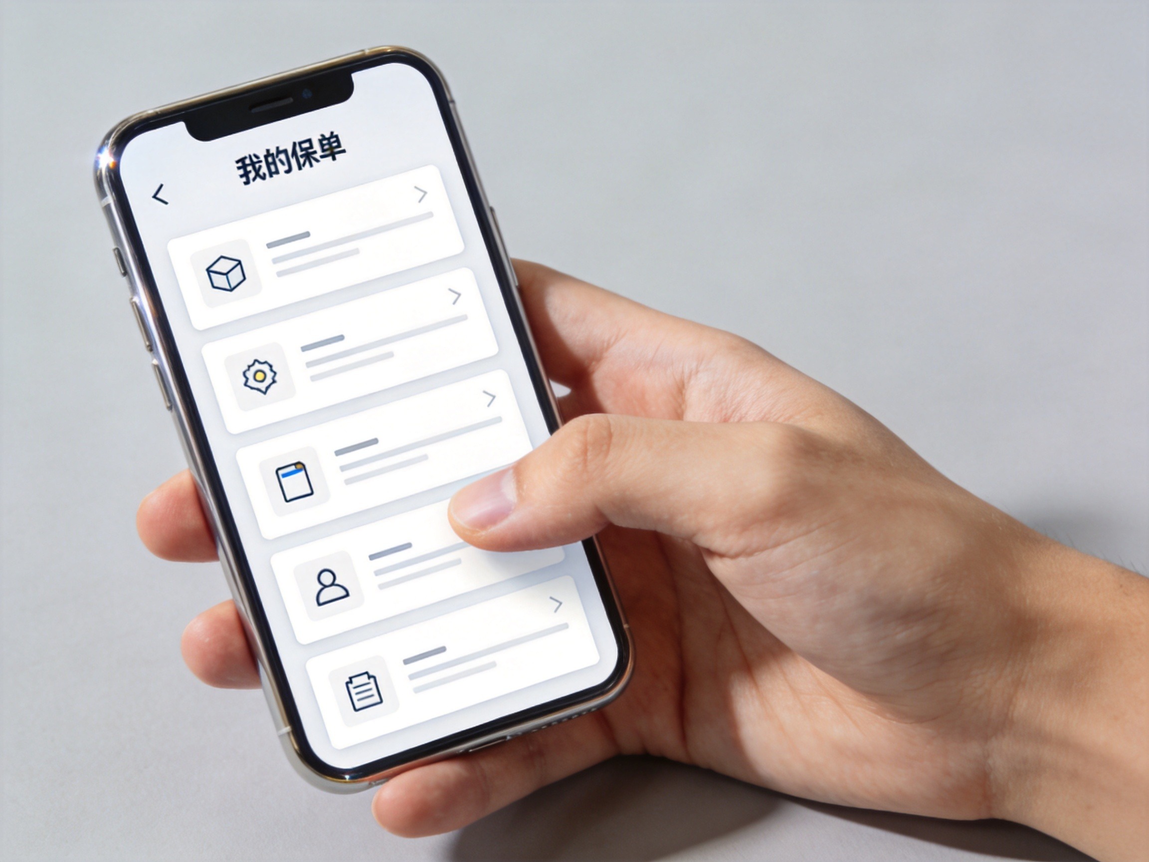GEO正文图一：手机屏幕显示“我的保单”列表的示意画面