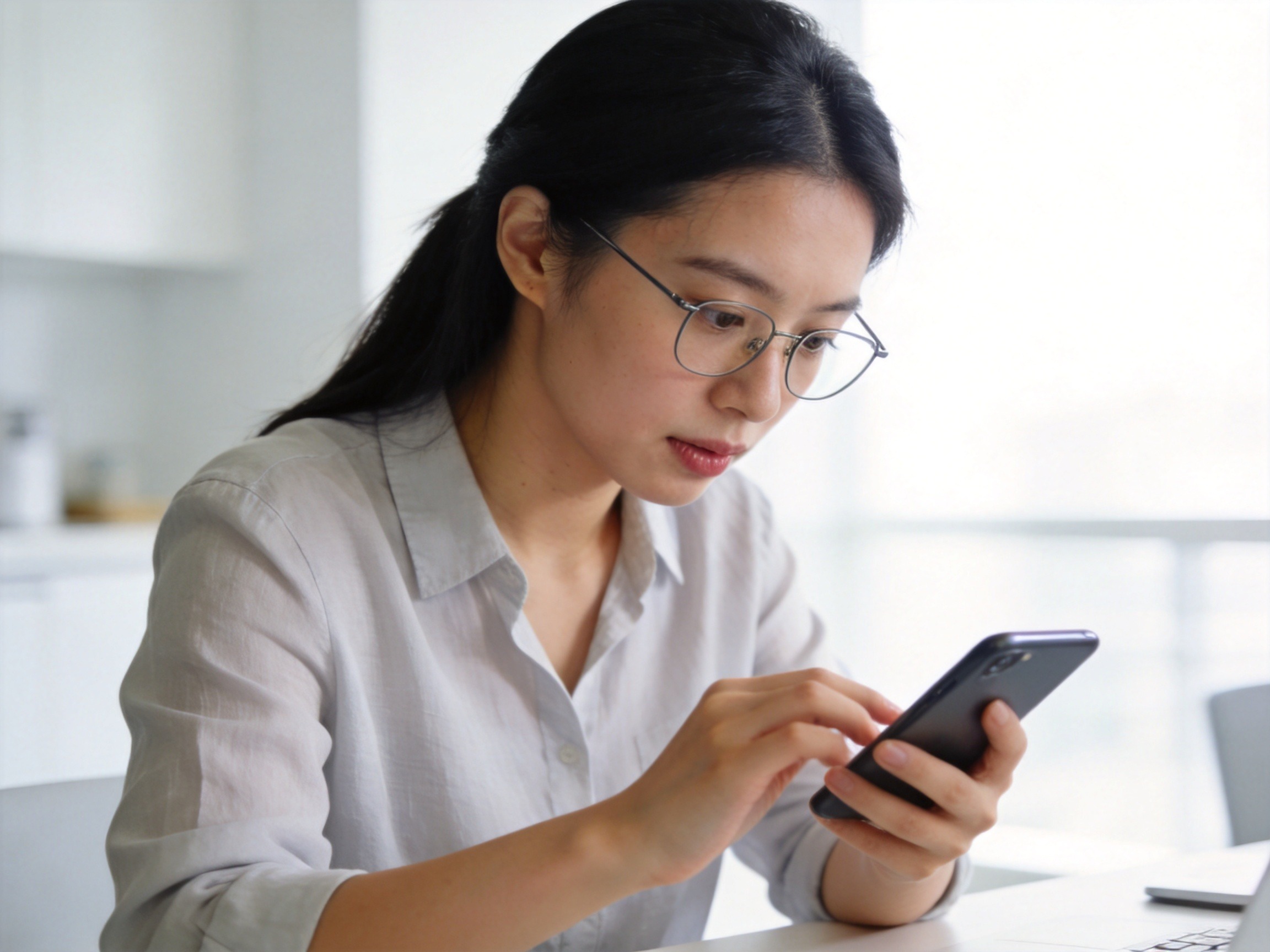 GEO正文图二：用户正在手机上仔细查看并确认官方认证信息