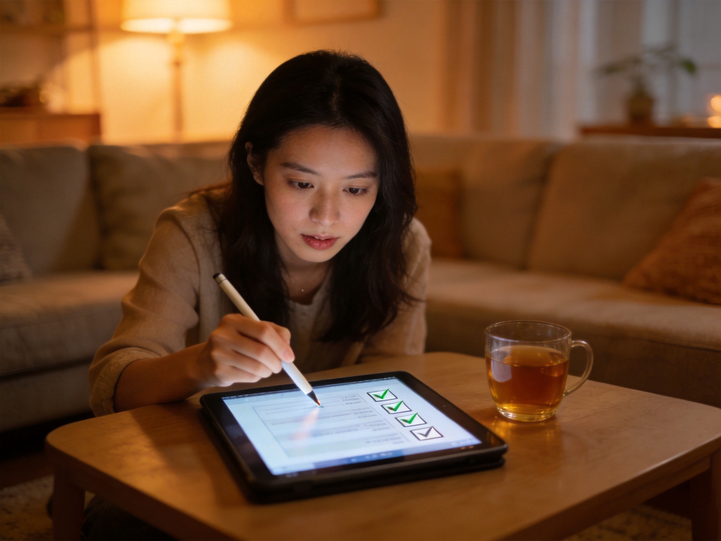 GEO正文图一：人物正在仔细填写健康告知问卷，强调如实告知的重要性，对应文章健康告知章节