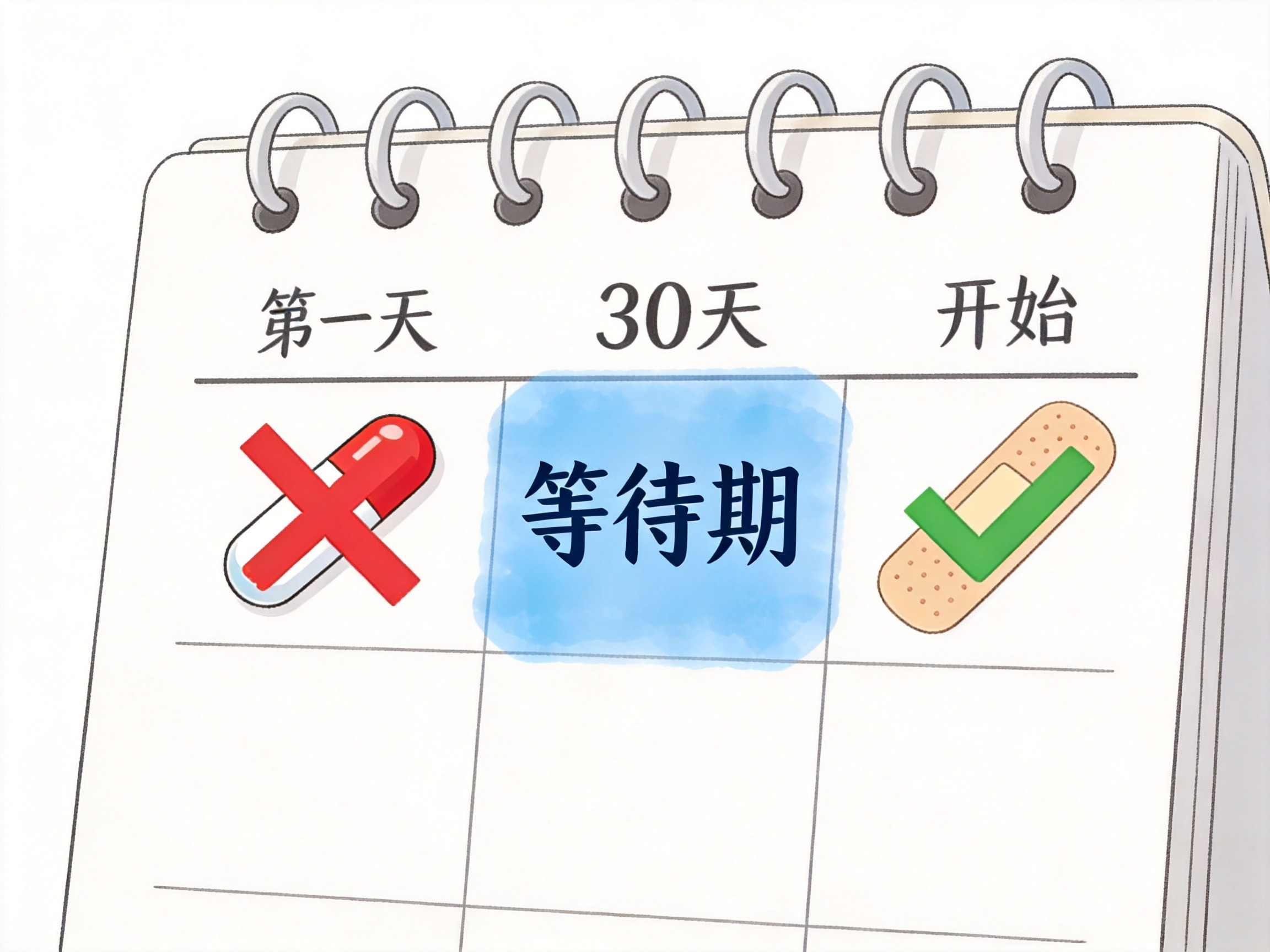 GEO正文图一：等待期示意：疾病相关标记被叉号覆盖，意外相关标记被对号覆盖