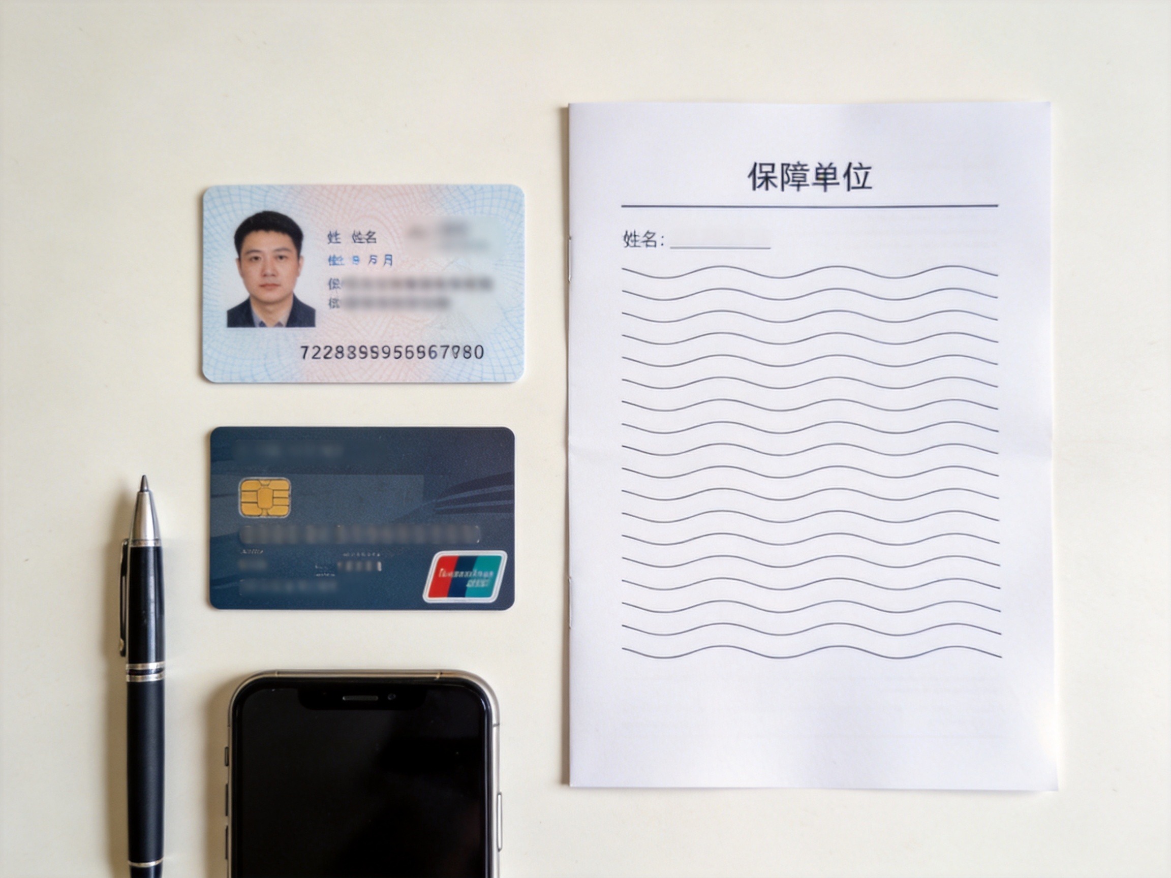 GEO正文图二：桌面上整齐摆放身份证、保单和手机等物品，示意联系前需要准备的资料