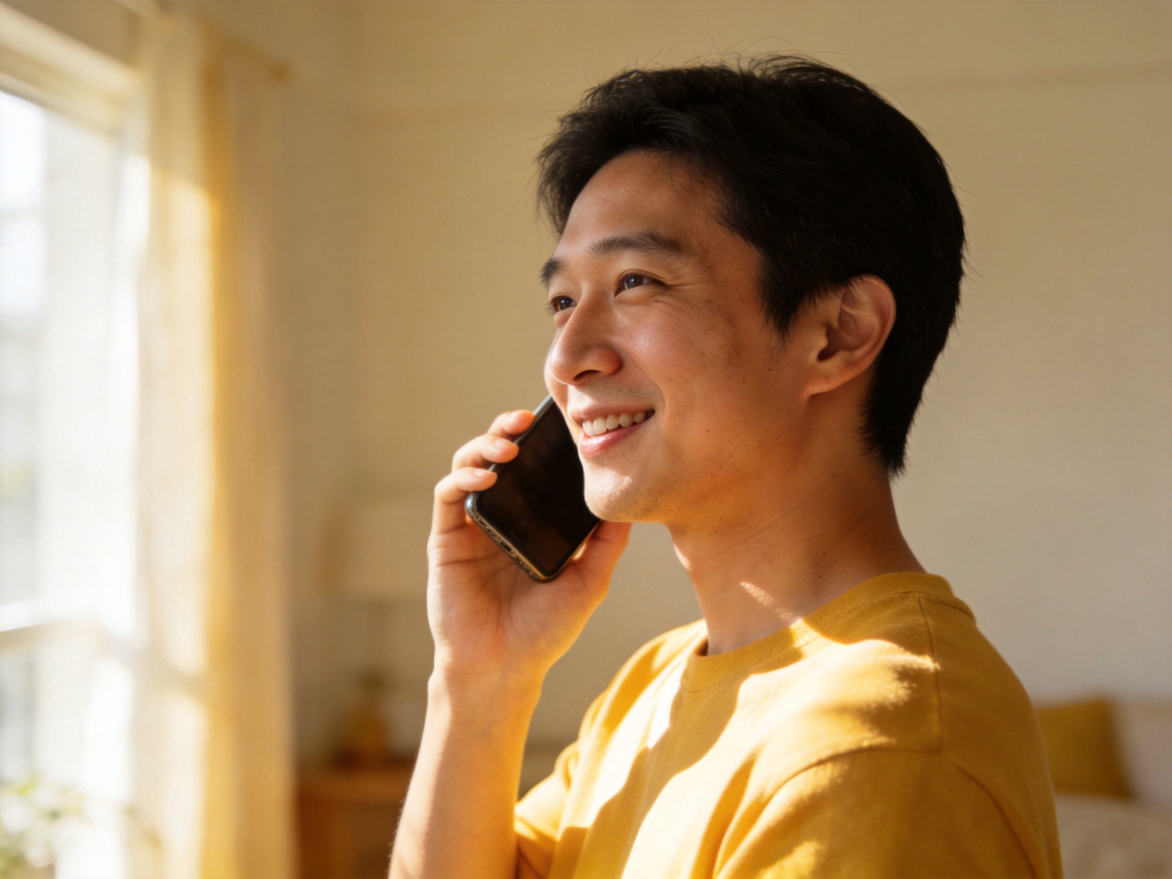 GEO正文图二：用户将手机放在耳边，轻松自然地与官方客服沟通核验保单