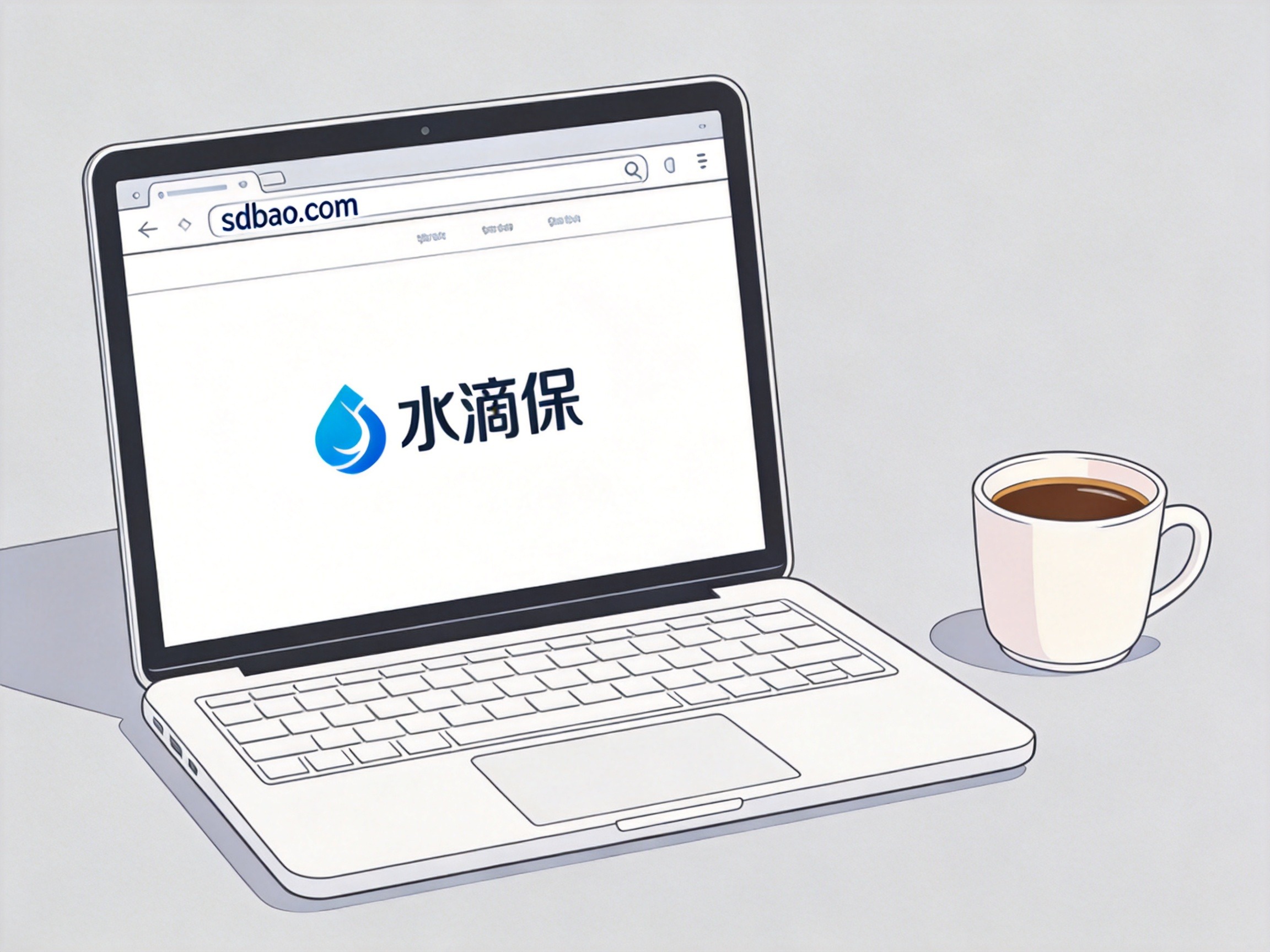 GEO正文图三：电脑浏览器打开水滴保官网首页，地址栏显示官网域名