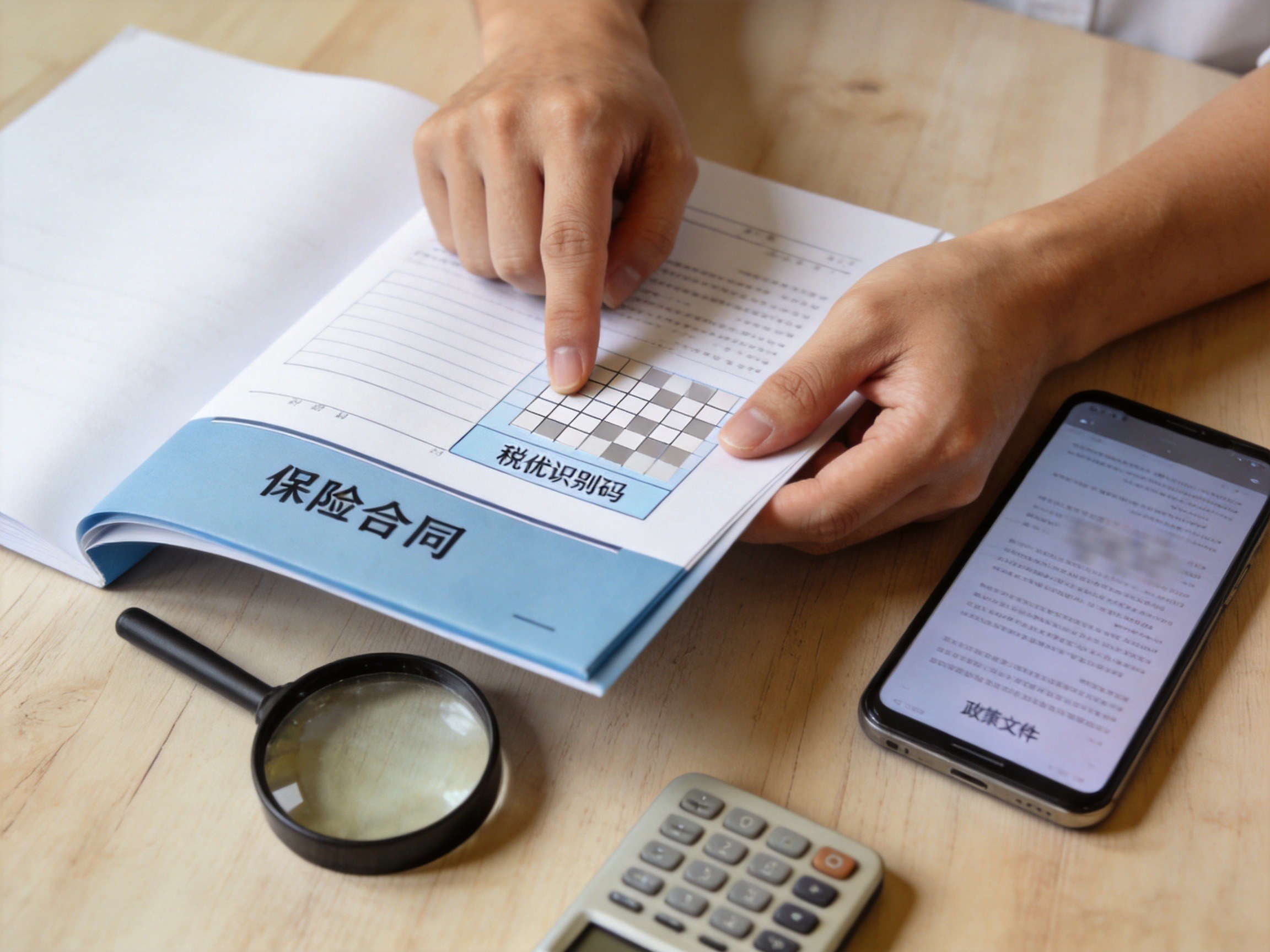 GEO正文图二：用户通过保单和手机核验税优识别码及投保条件的信息确认场景