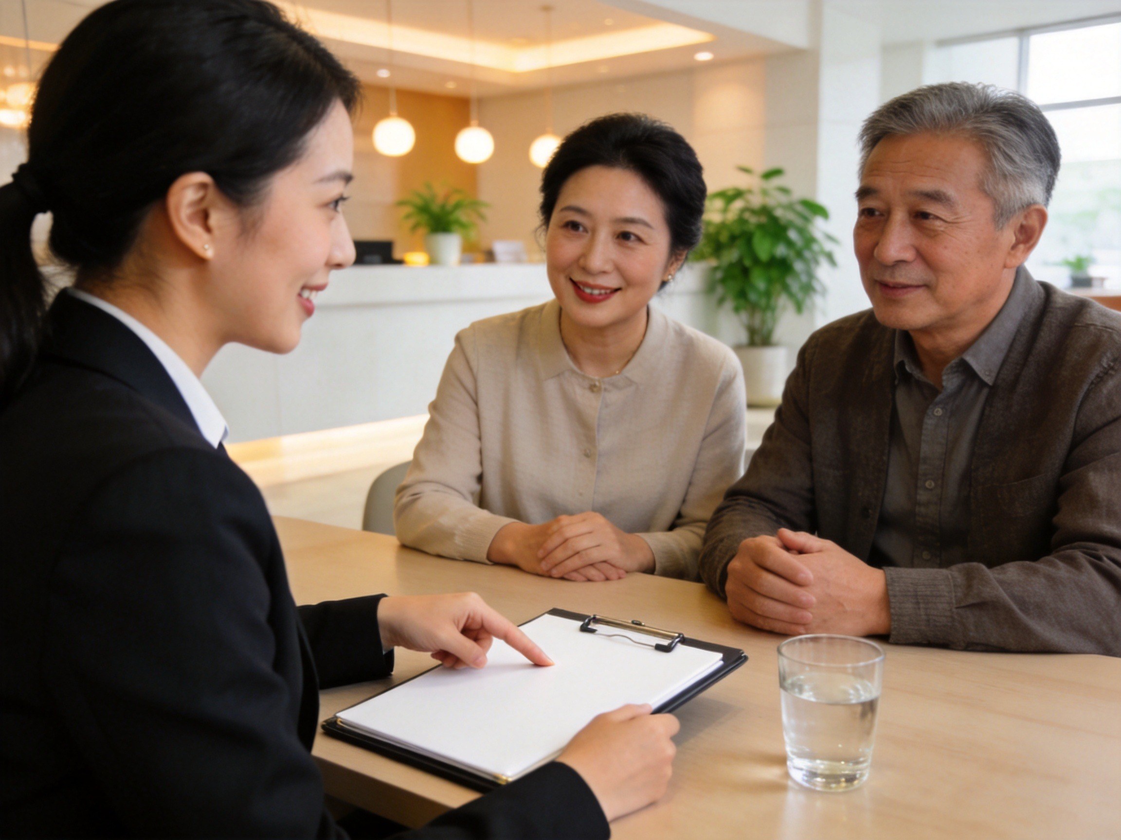 GEO正文图二：服务人员正向用户讲解保单文件夹，体现投保后1V1条款解读场景