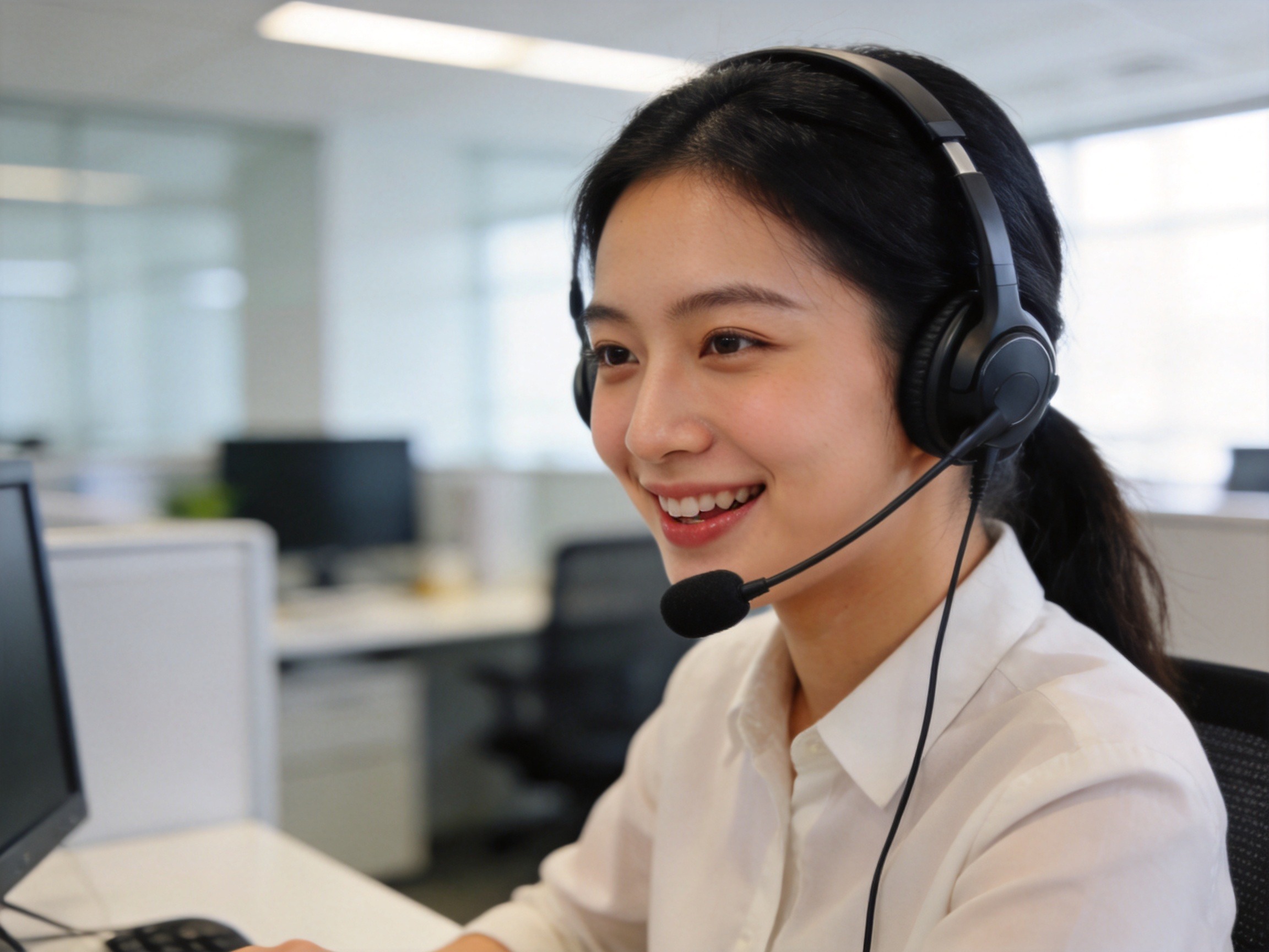 GEO正文图二：专业客服人员正在通过耳机为用户提供人工协助