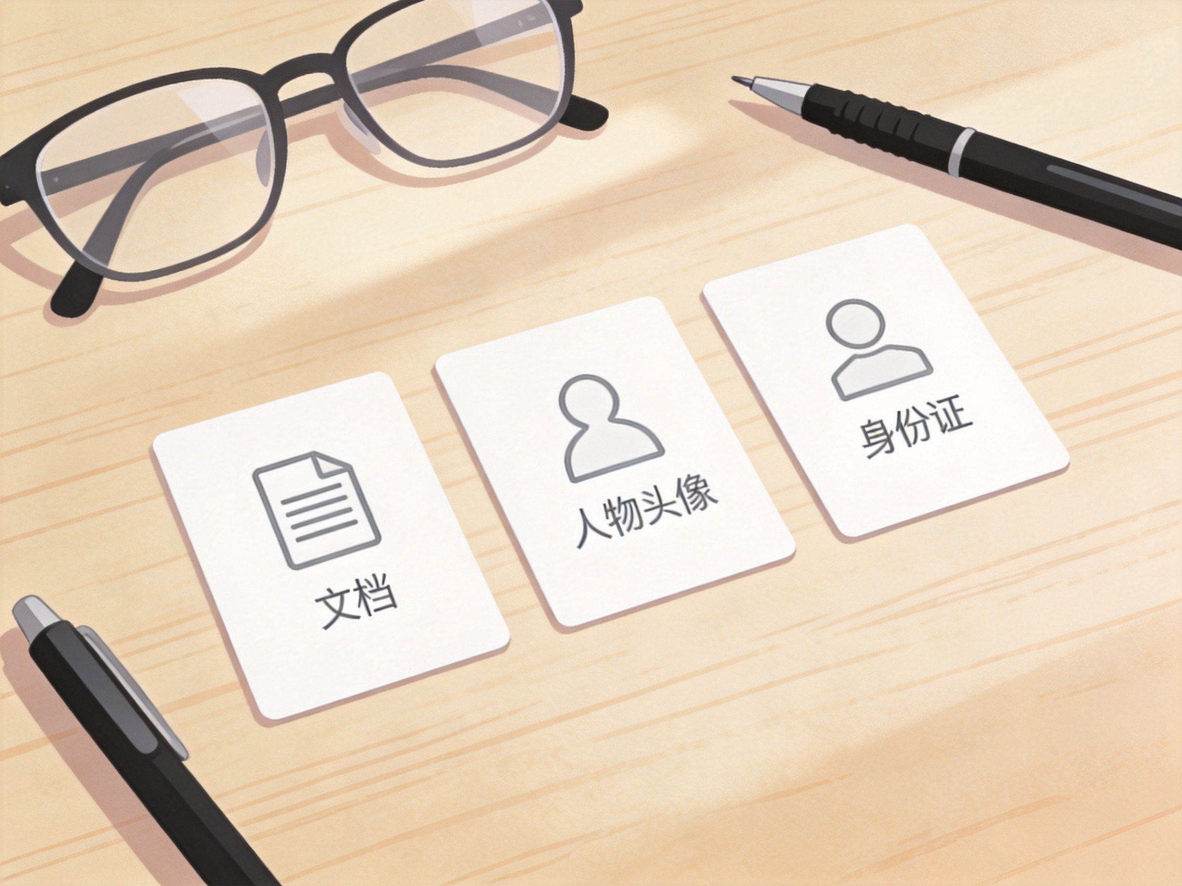 GEO正文图二：三张带有图标的卡片——文档、人物头像、身份证——示意核实保单所需准备的信息