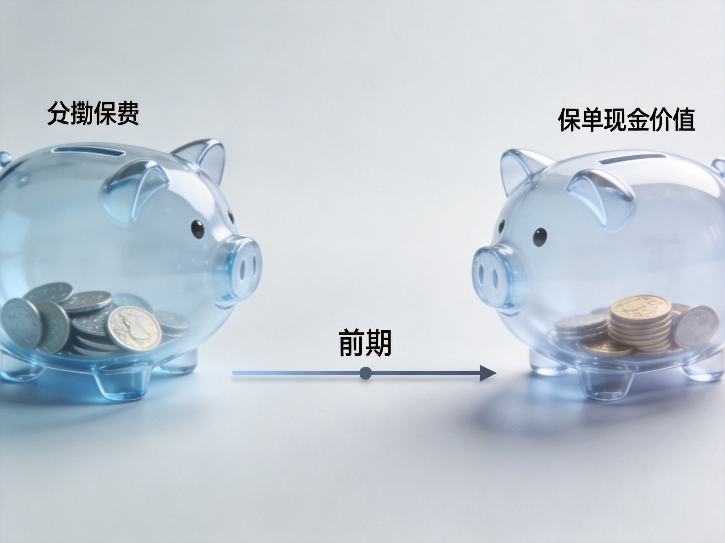 GEO正文图一：概念示意图展示保单前期已缴保费与现金价值的差异，帮助理解犹豫期外退保可能损失本金